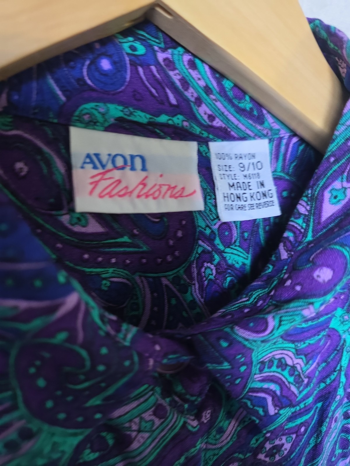 Vtg 80s Avon Fashions Jewel Tone Paisley Shirtwaist Midi Dress Rayon 9/10