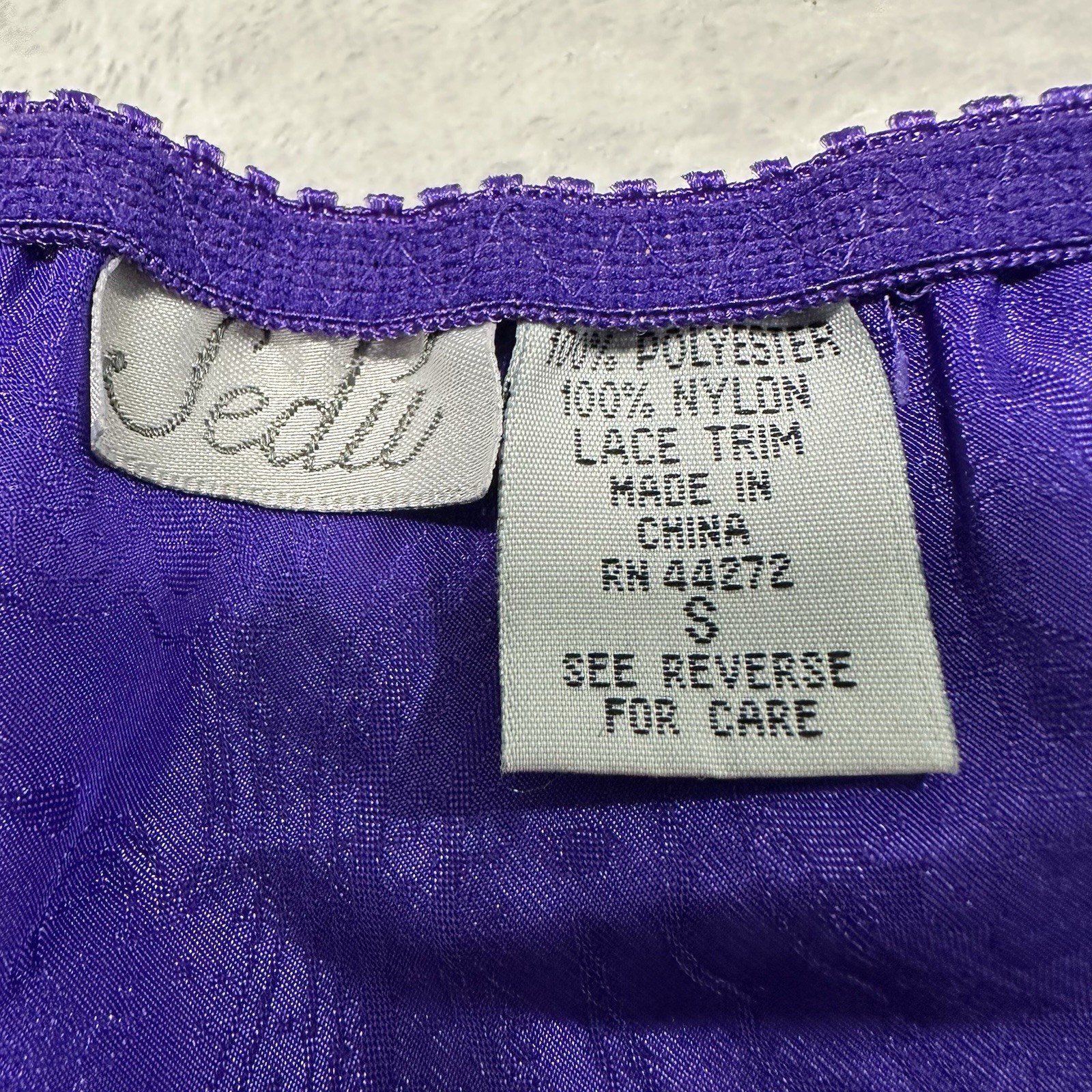 VTG Sedu’ Fine Lingerie Panty French Cut Shiny Paisley Royal Purple Lace Size S