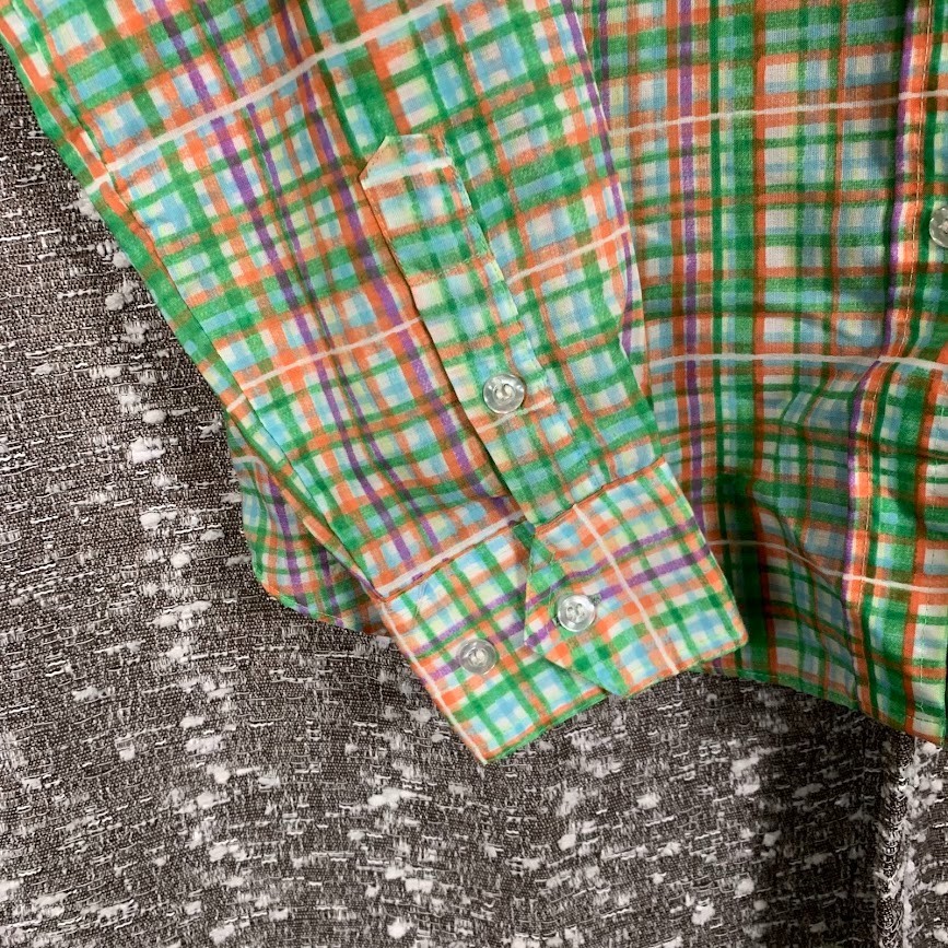 Vintage 70s Sears JR Bazaar Plaid Button Up Shirt Retro Preppy Women’s 13