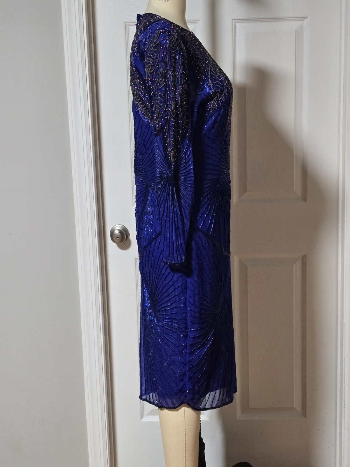 Jasdee Vintage Blue Beaded Dress, Size L