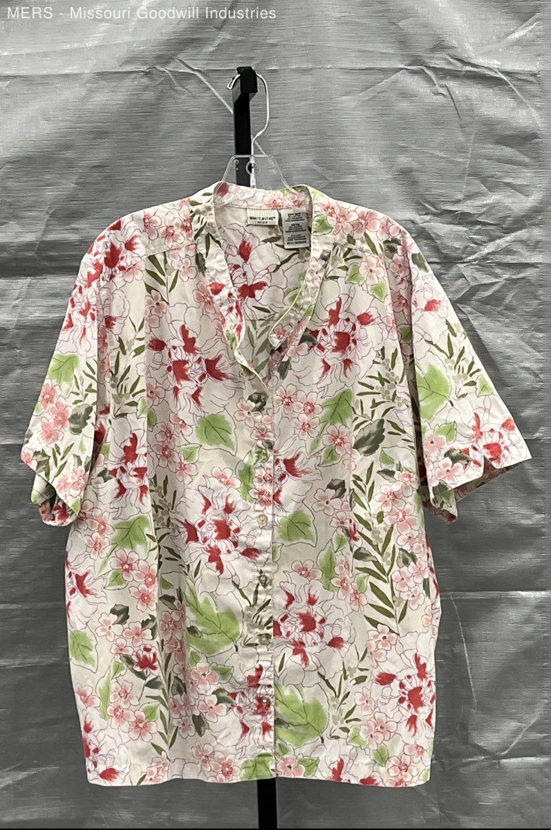 Vintage 90s White Stag Plus Floral Button Up Blouse Short Sleeve Sz 26W