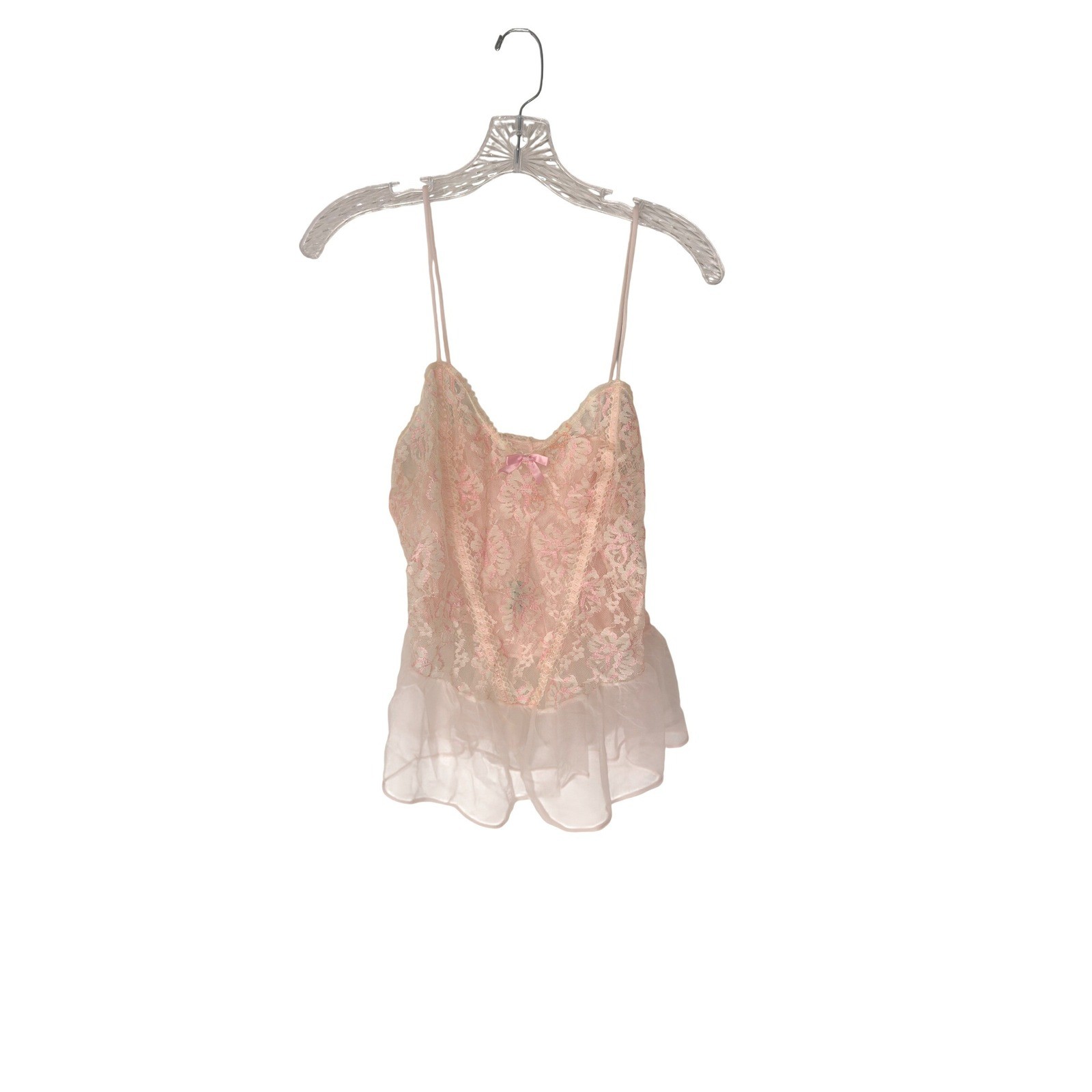 Nan Flower VTG Lingerie Teddy Lace Pink Intimates Pinup Floral Coquette Large