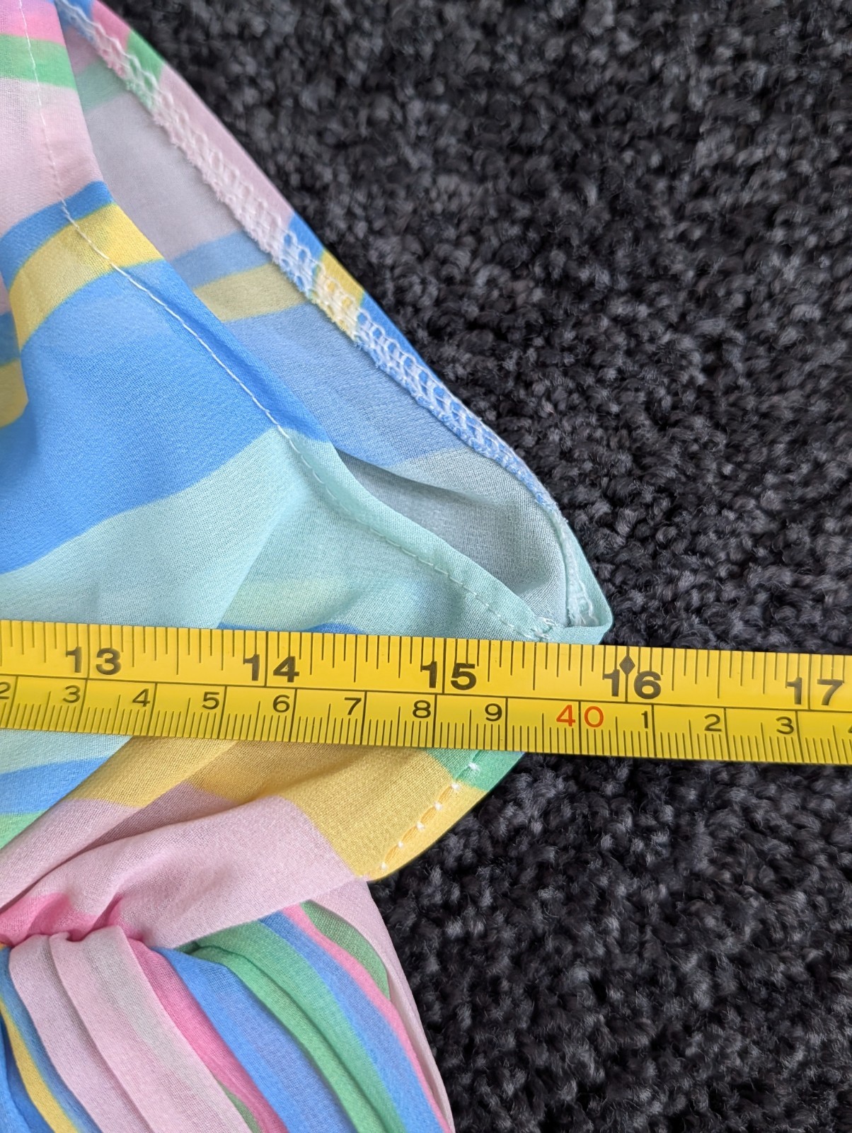 Vintage 1980s Three-tiered Pastel Striped Off The Shoulder Ruffle Mini Dress S/M