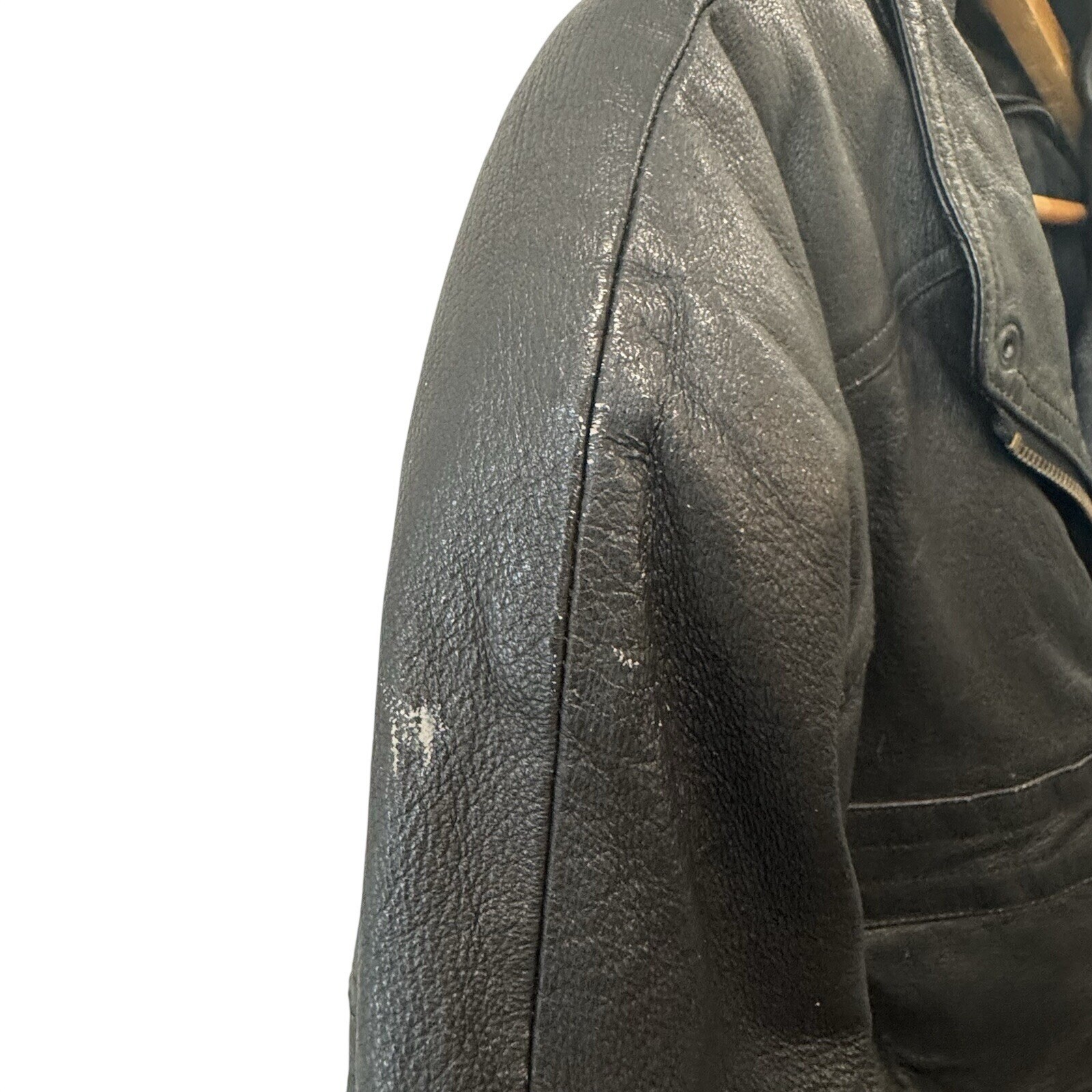 Black Leather Belted Longline Coat Women L Oversized Moto Mob Wife Jacket