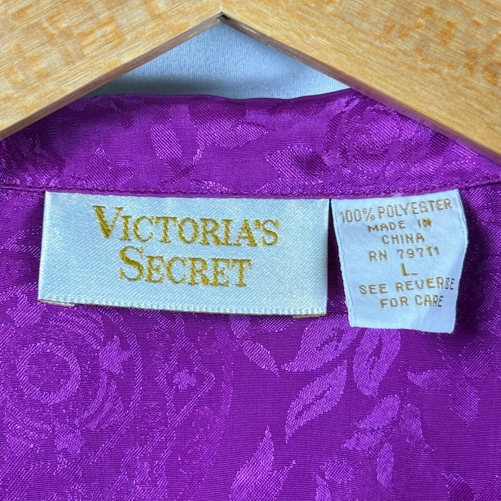 Vintage Victoria’s Secret Gold Label Pajama Set Womens L Jacquard Satin 90s Y2K
