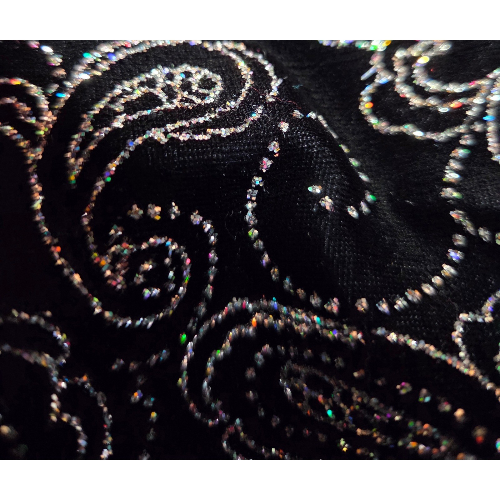 Miz California Vintage Velvet Paisley Glitter Vest Black Silver Button M