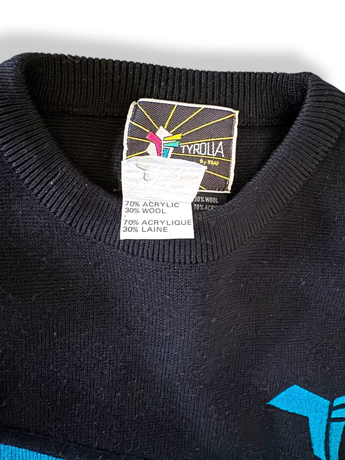 vtg 80s TYROLIA By Head Wool Bl Ski Sweater Pullover Crew Retro Womens Sz S