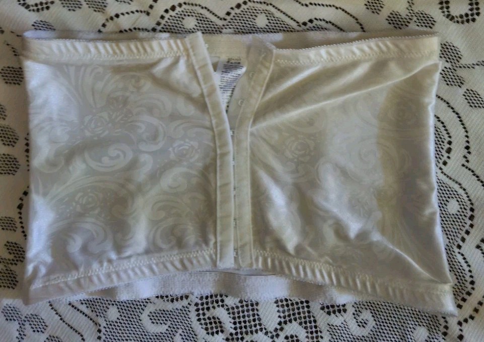 Vintage 90s Cupid 5067 Extra Firm Control Waist Cincher Girdle Damask White Larg