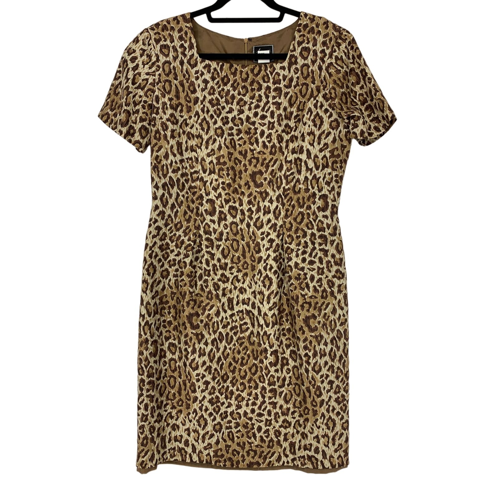 Vintage Lennie For Nina Leonard Women’s Size Medium Silk Leopard Print Dress