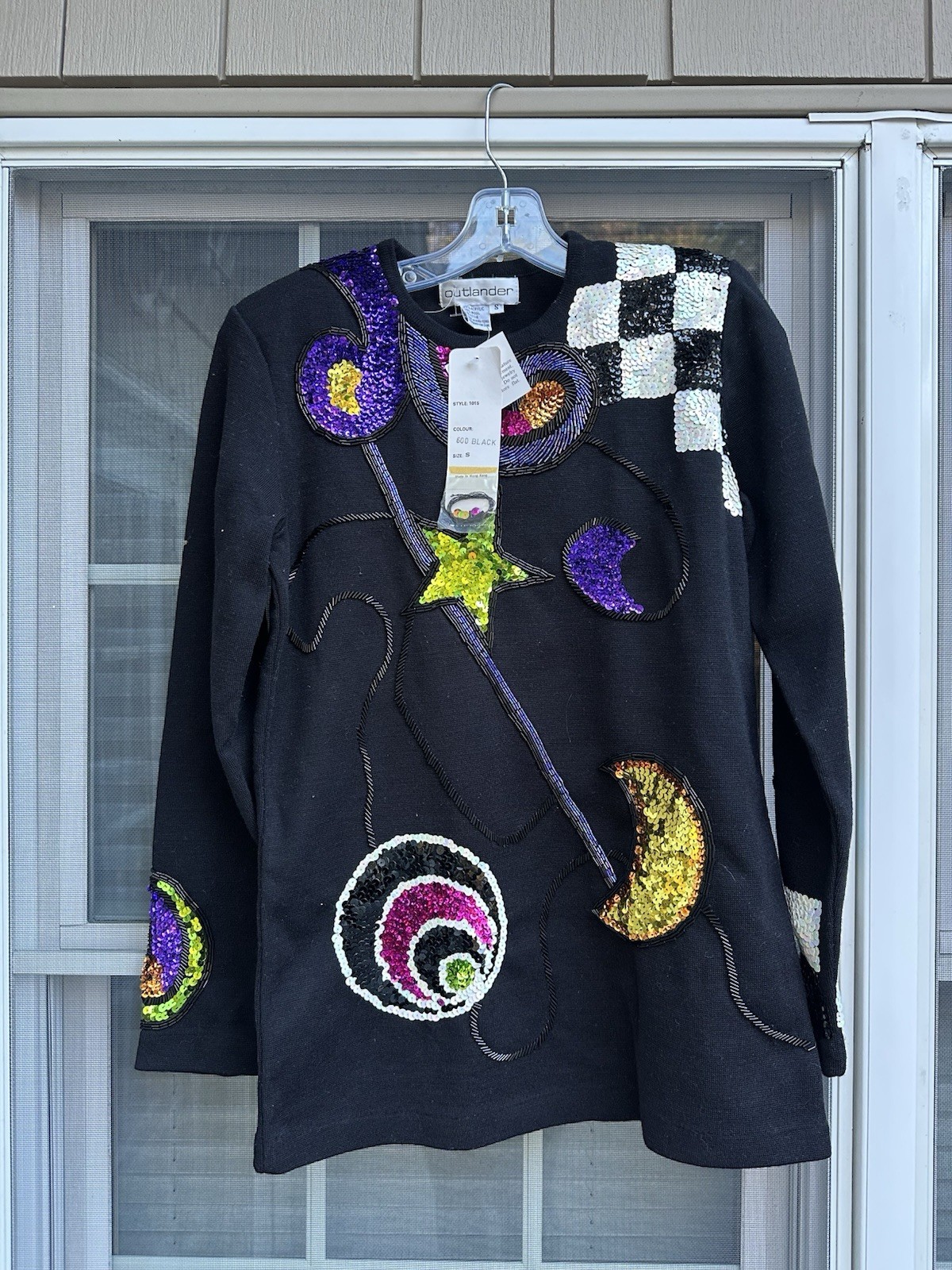 Vintage 90s Outlander Womens Sequin sweater Size Small retro Neww/ tags
