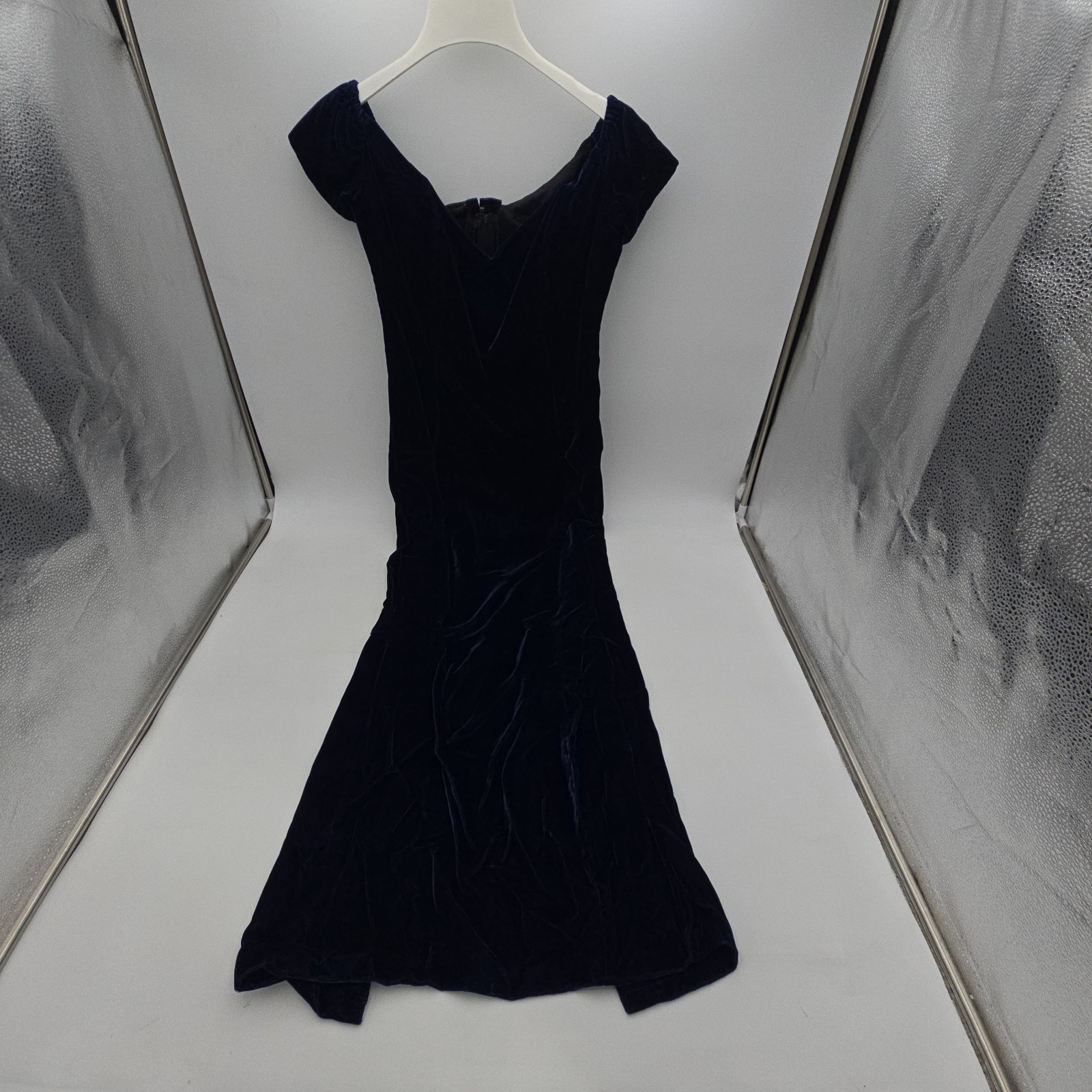 Vintage Dark Deep Blue Velvet Dress by Marlene’s | Unknown Size, Some Loss!!!