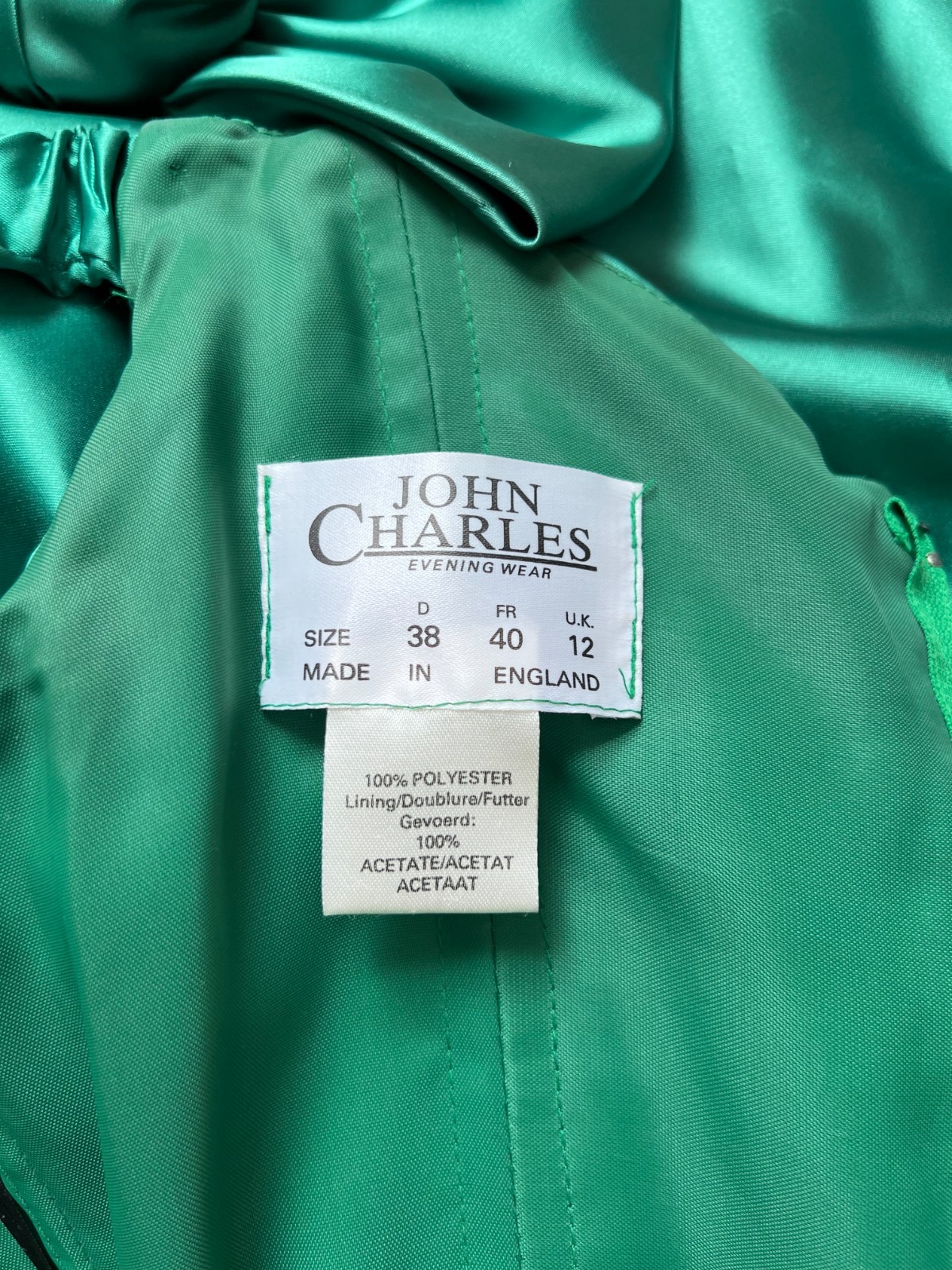 1980s JOHN CHARLES Green Off Shoulder Prom Gown Romantic Party Evening Dress