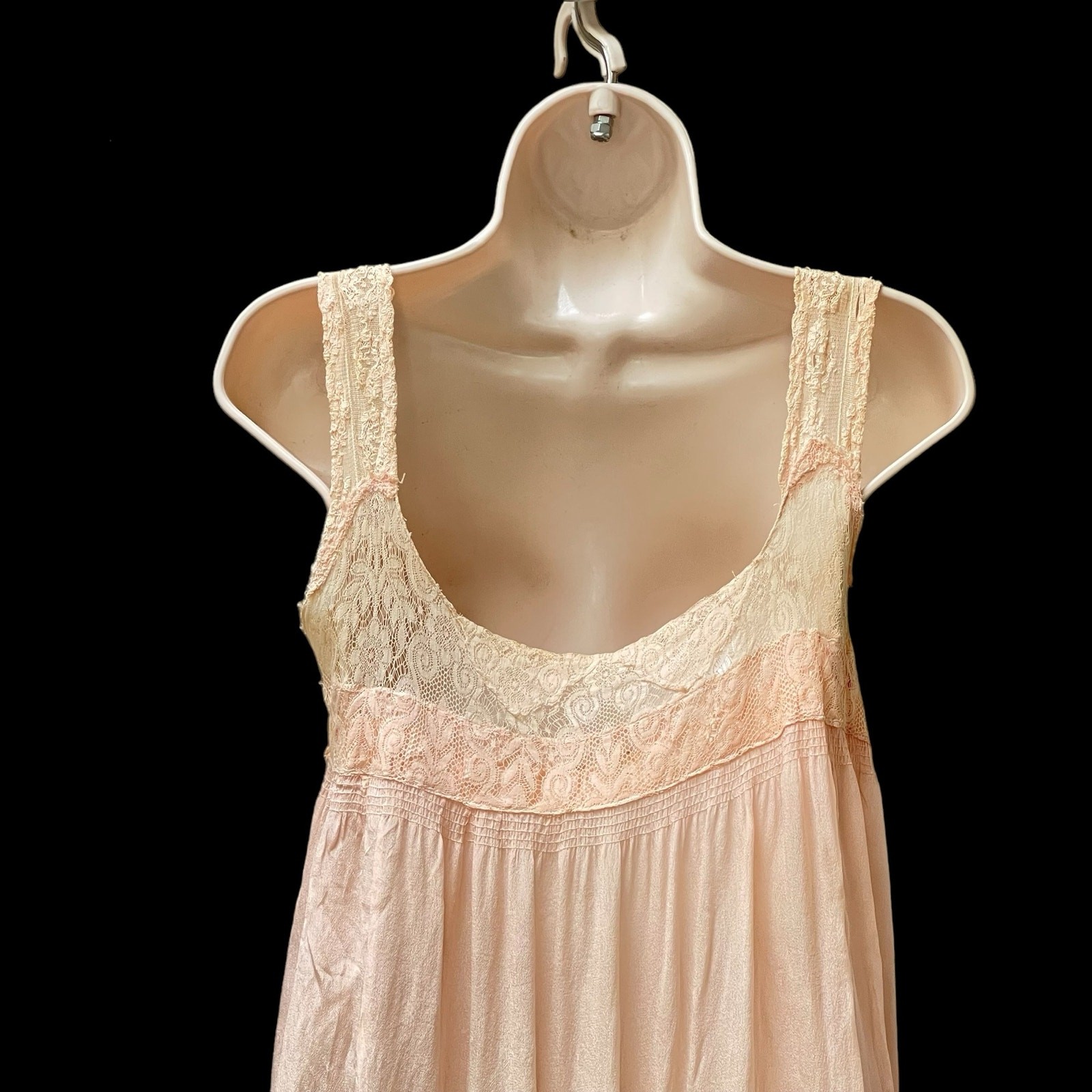 Gossamer Silk & Lace Pink Flapper Slip 1920’s Sheer Art Deco Lingerie Vintage A
