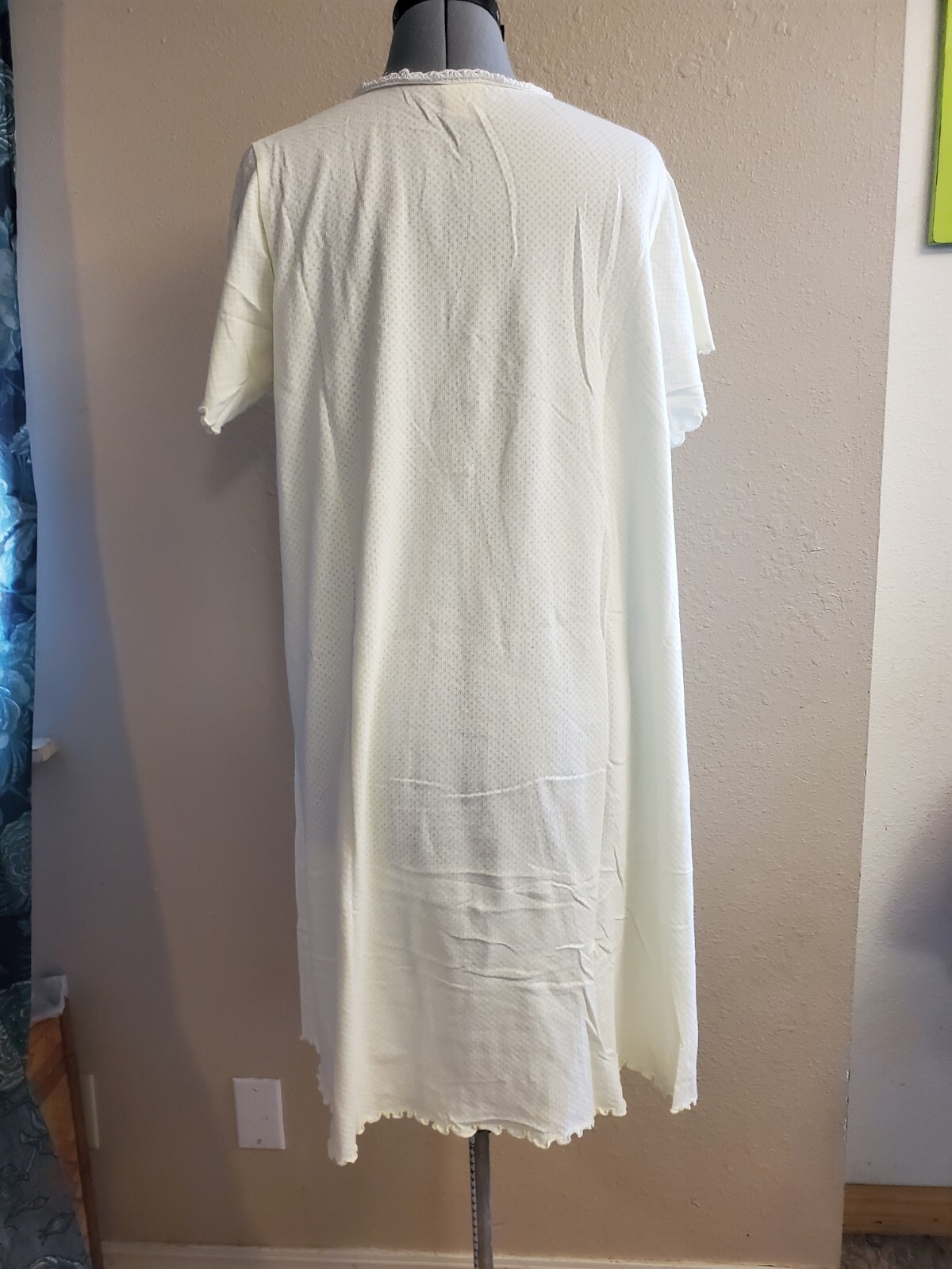 Vintage Go Softly Womens Night Gown Yellow Medium semi Sheer Cotton Grannycore