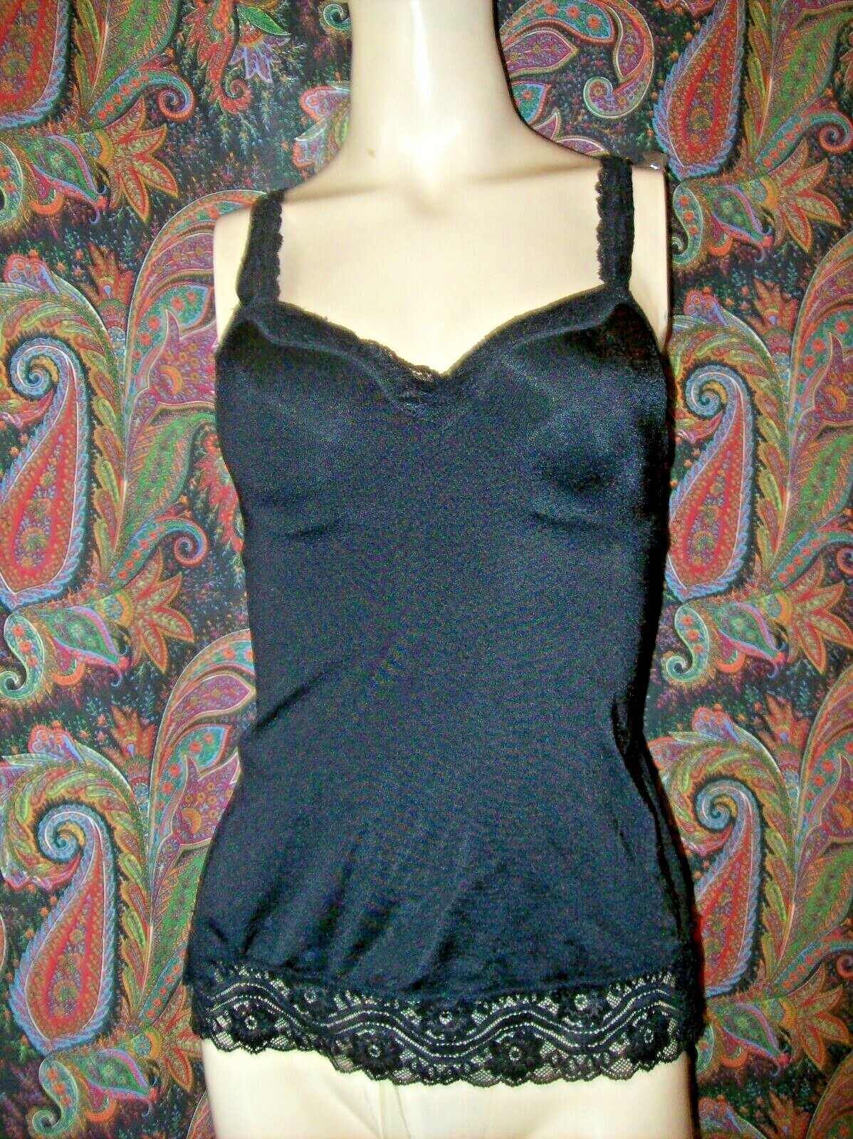 VTG Ambrielle Black Bra Top Slimmer Camisole Shaping Girdle L