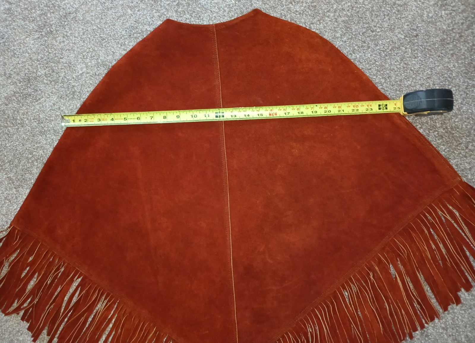 Real 1960’s Fringed Hippie Poncho Real Leather Vest! Great Halloween Costume!