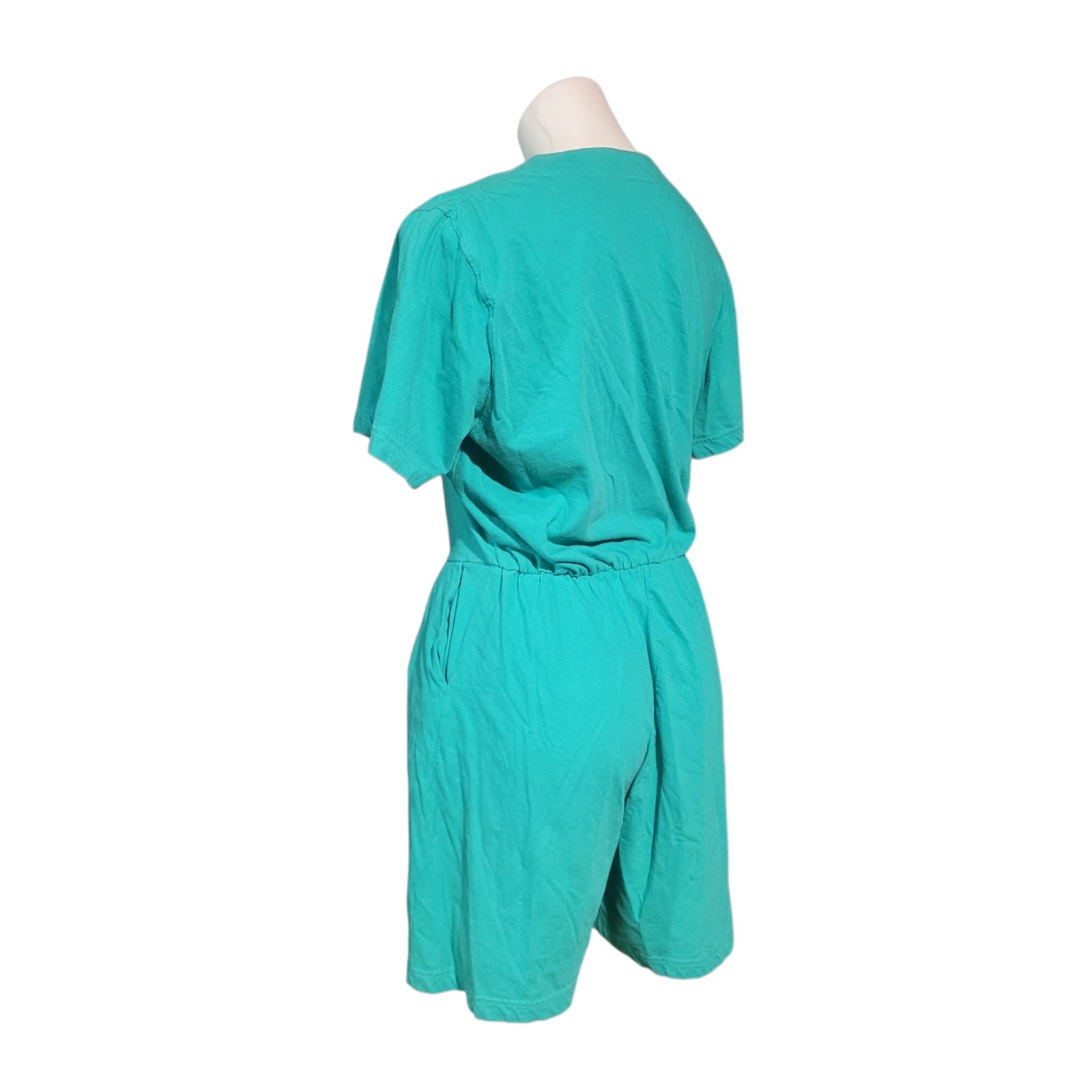 Vintage 80s 90s Fads Jumper Button Up Romper Turqouise Green