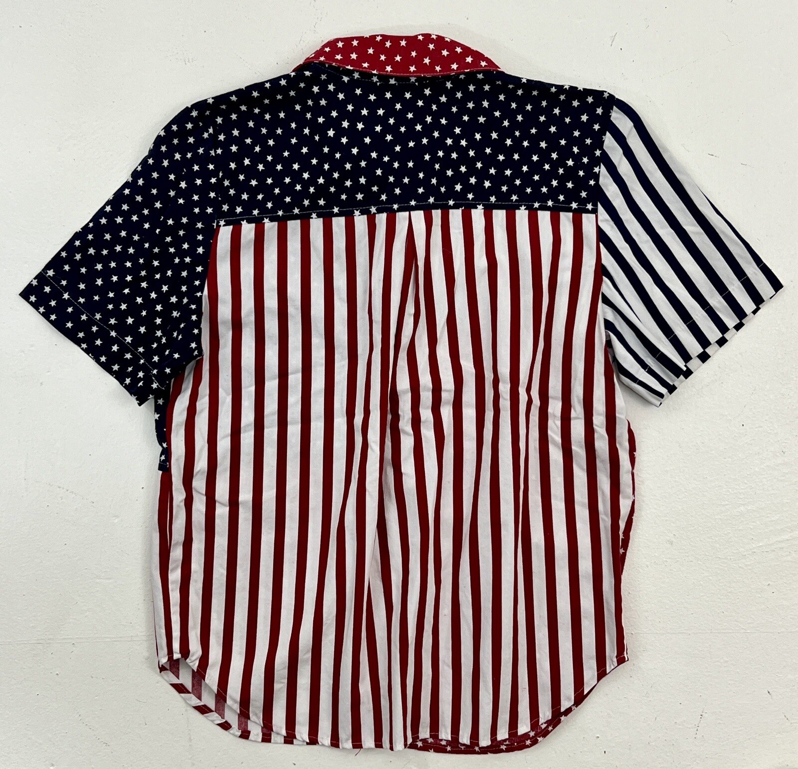 VTG Button Up Womens S American Flag Shirt 80s 90s Patriotic 4th of July USA