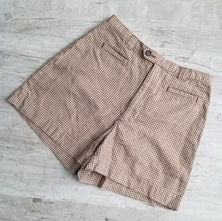 Vintage 90s Y2K LIMITED America Brown Houndstooth Shorts – Waist 25″ – EUC