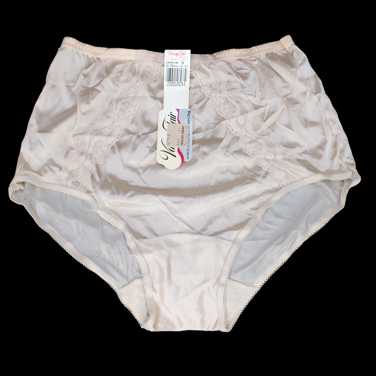 Vanity Fair Vintage Cappuccino Lace 100% Tricot Nylon Panties Size 5 USA Made