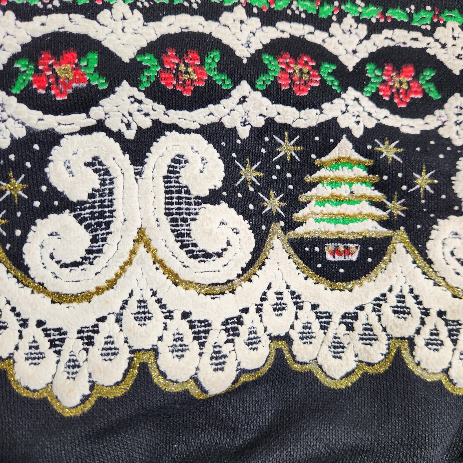 Vintage NutCracker Christmas Sweatshirt Collar Cottagecore Grandma XL Sweater