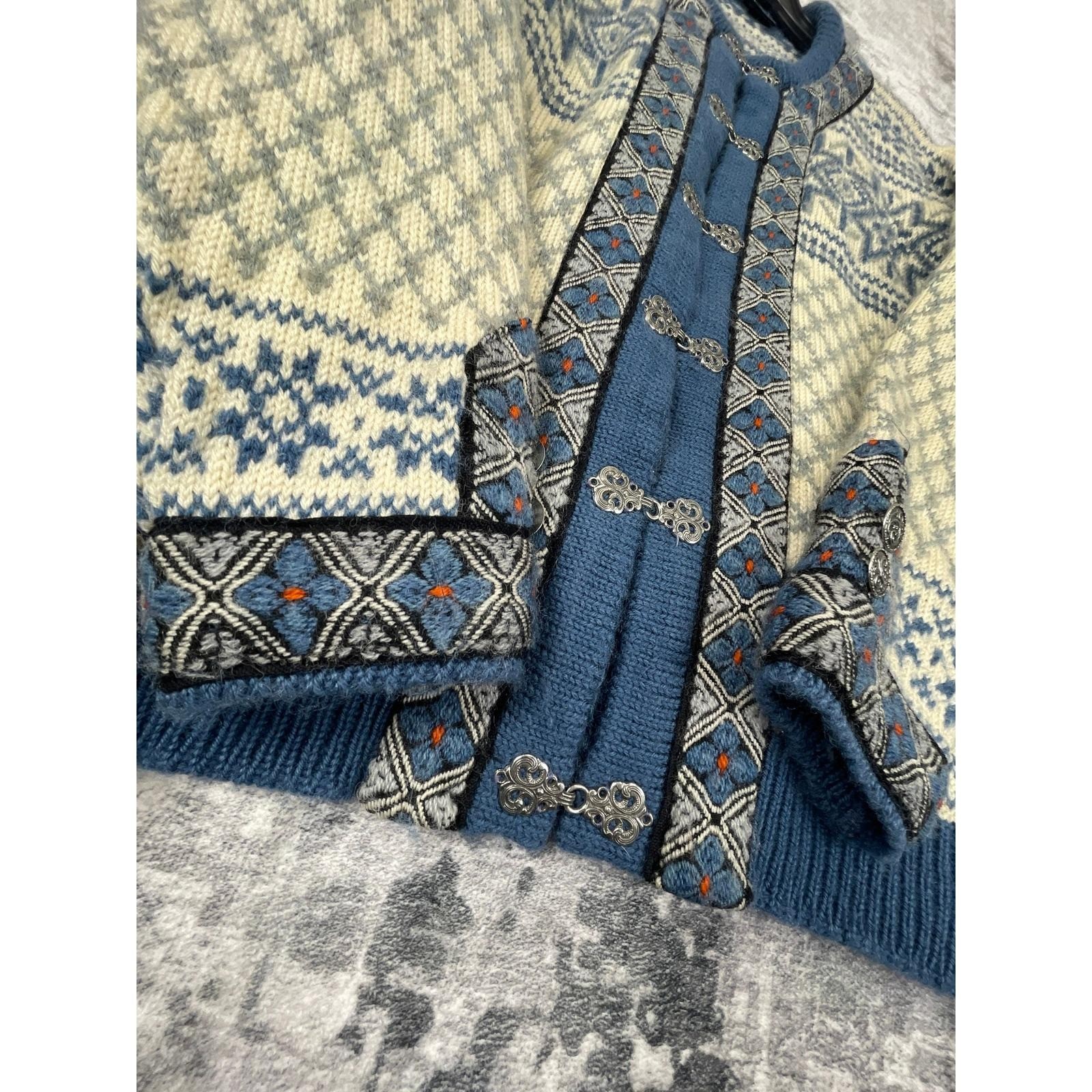 Vtg Dale of Norway Women XL Cardigan 90 Nordic Fair Isle Ornate Wool Grandmacore