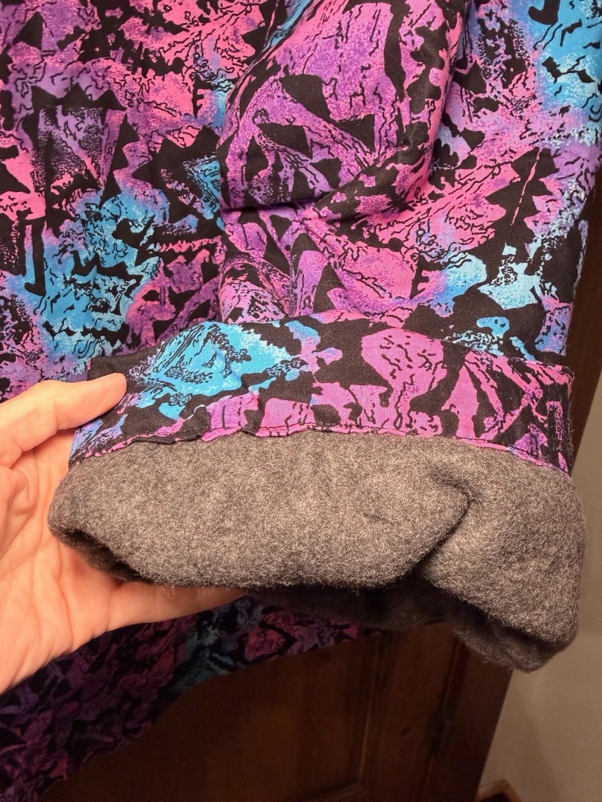 Vintage Handmade Reversible Fleece Jacket. Retro. Multi Colors. Size XL-1XL