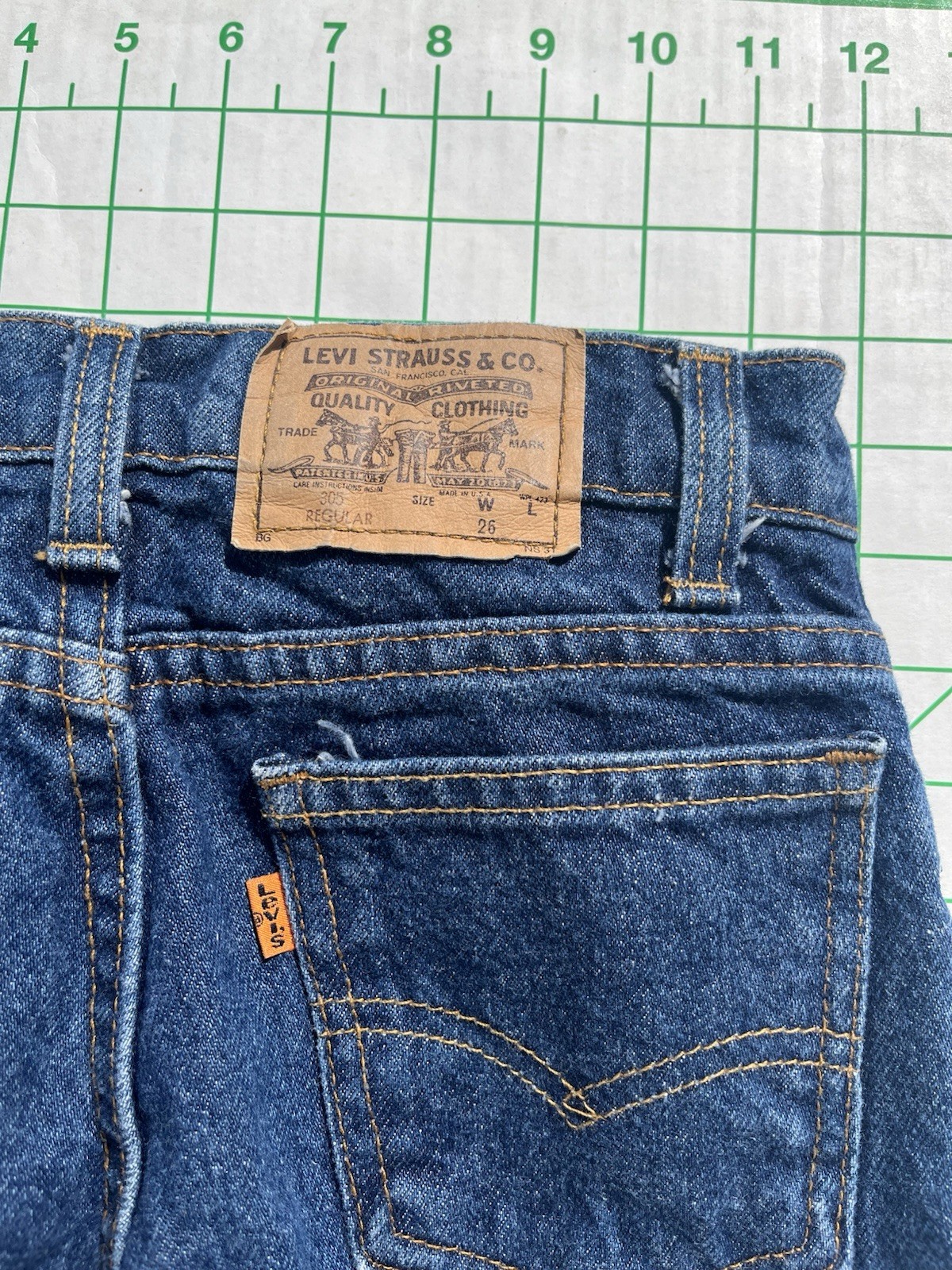 Levi Vintage Orange Tab Style 305 Regular Size 12 Regular-26w New Dark Blue Wash