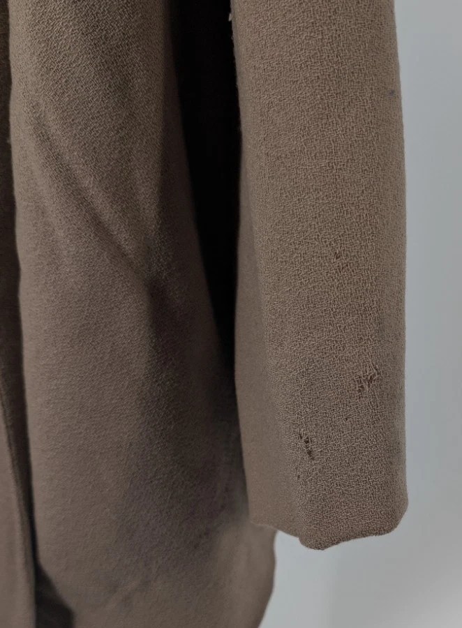 Bill Travilla Vintage 70s Crepe Beige Wrap Asymmetric Dress Hollywood USA Sz 14