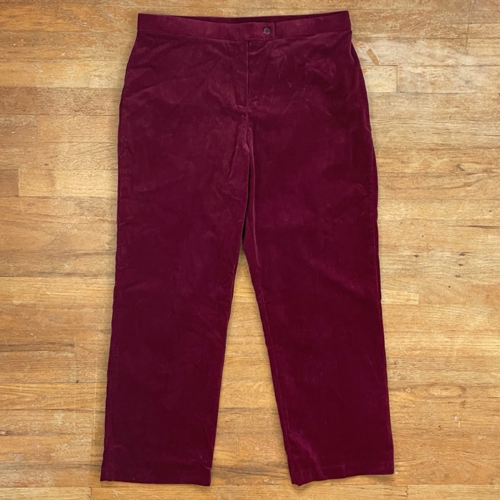 Vintage Corduroys Womens Size XL (16P) 1990s Burgundy Red Waled Cotton Trousers