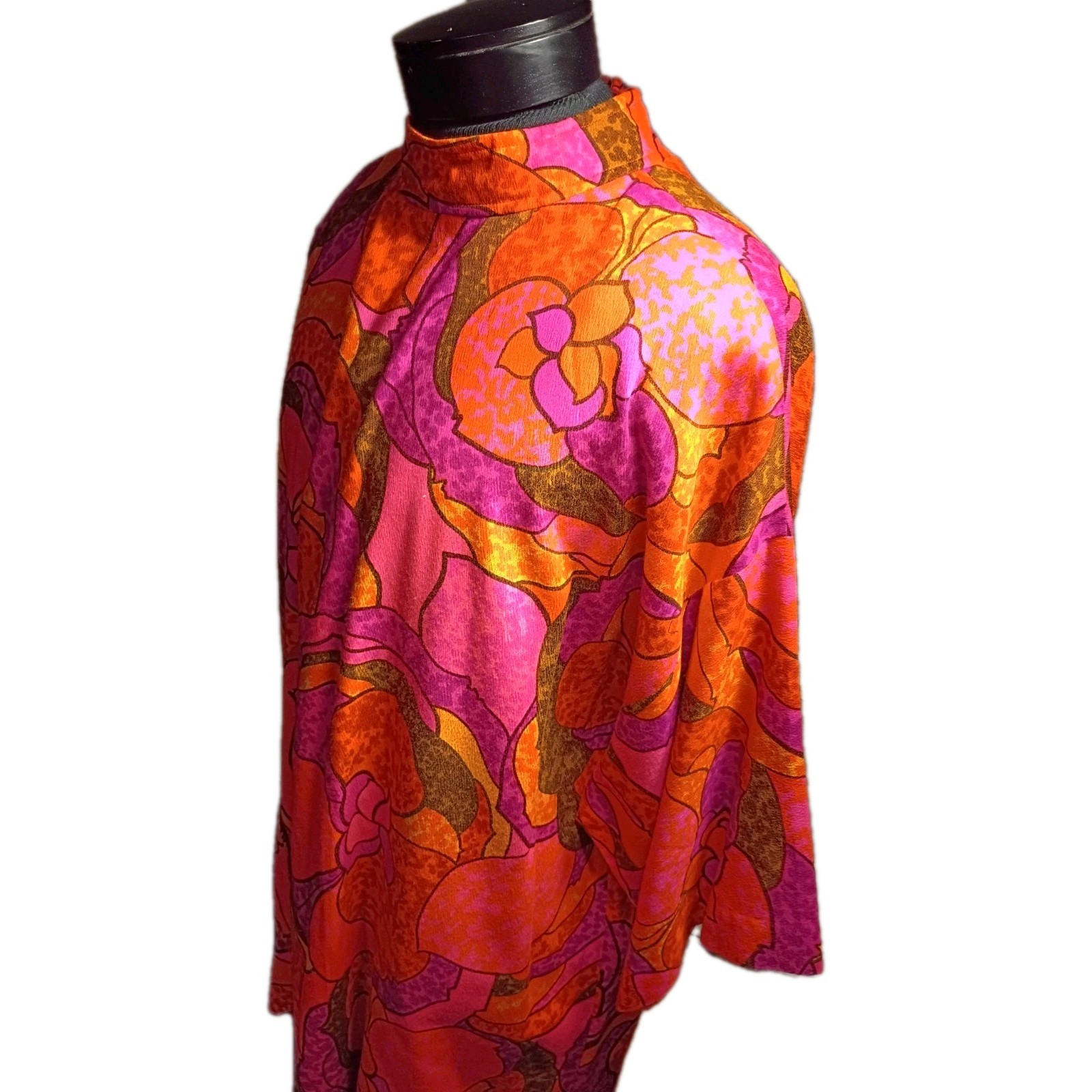 Vtg Waltah Clarke Groovy Mini Dress Flower Power Blouse Honolulu w/ Pocket