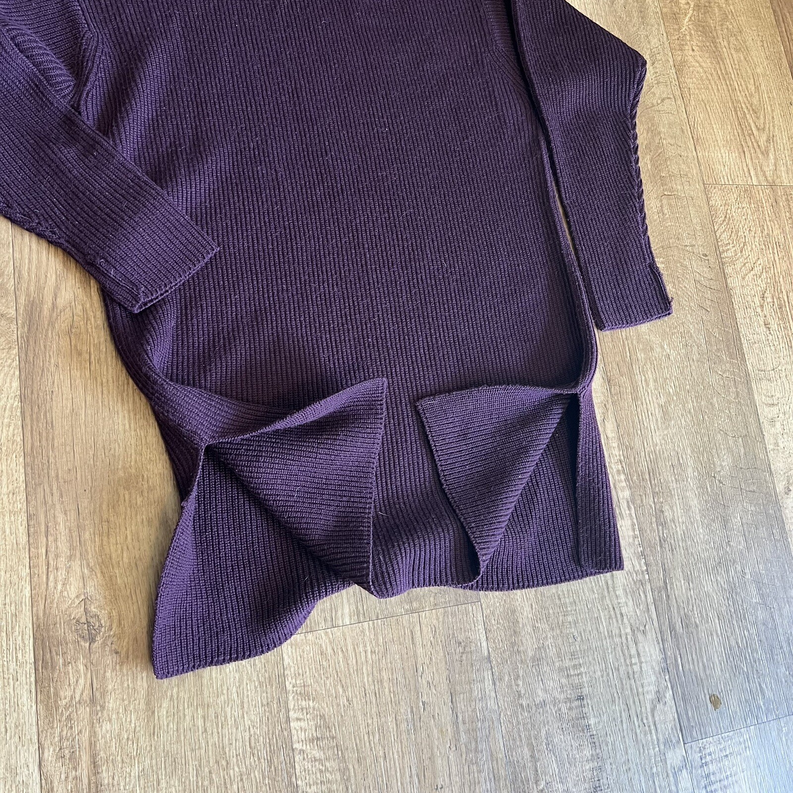 Vintage Brooks Brothers Wool Cowl Neck Tunic Sweater Women SZ-L- Ribbed Purple