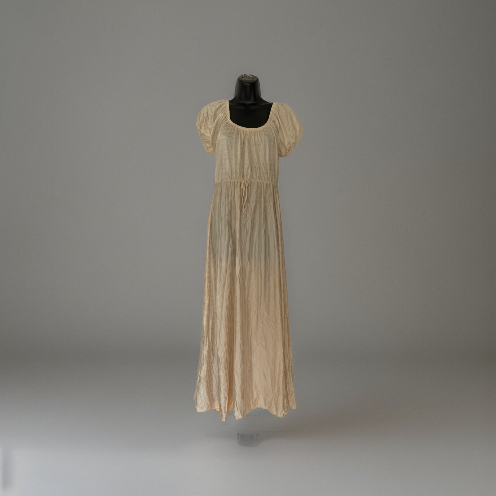 Vtg Glencraft Ilgwu Full Length Nightgown Beige Prairie Small L12