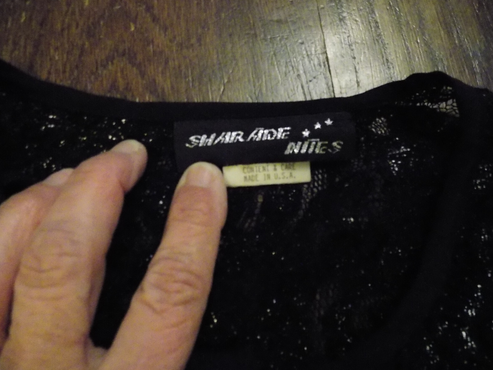 Shar ADE Nites Black Metallic Sparkle Holiday Sheer Lace Button Front Jacket 14W