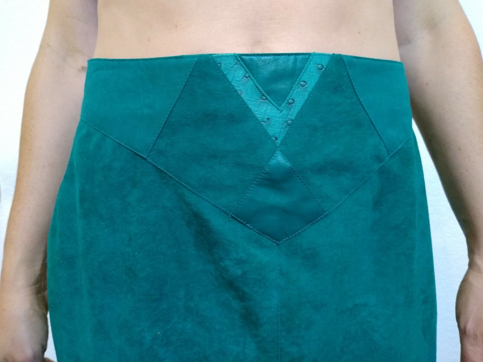 Vintage City Girl Skirt Green High Waisted Polyester Skirt M/L