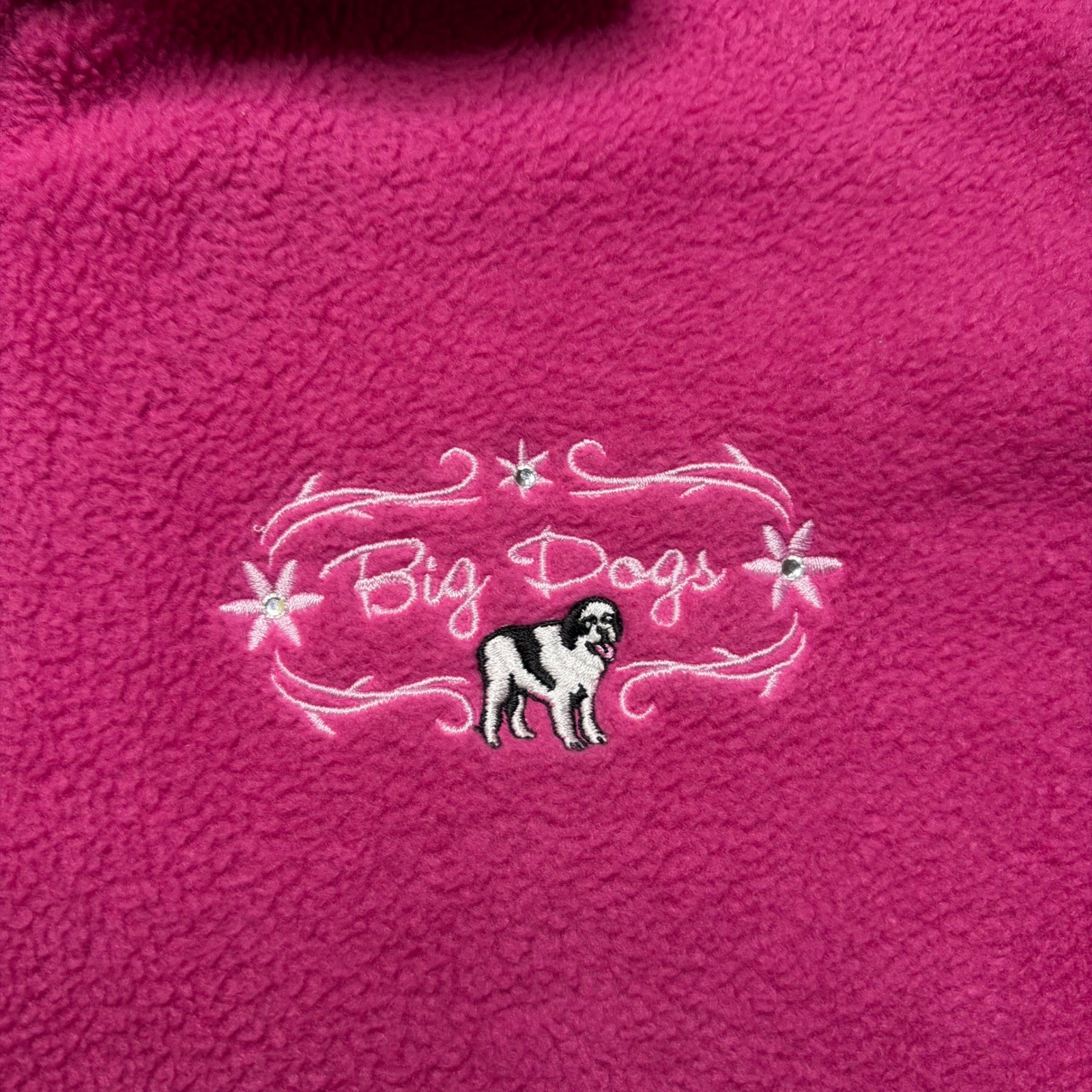 Big Dogs Fleece Pullover Women XS Polar Dogs Sherpa Collar Quarter Zip Vintage