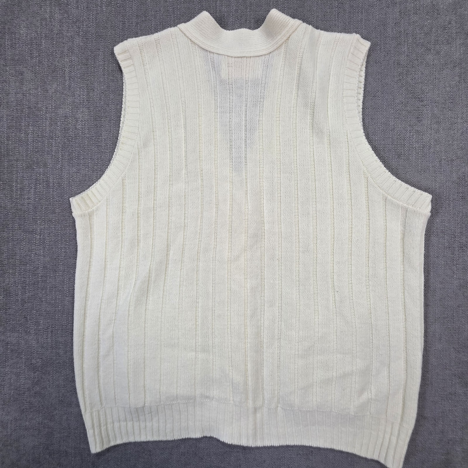Vintage Cream Cable Knit Button-up Sweater Vest 70s/80s Grandpacore Preppy Large