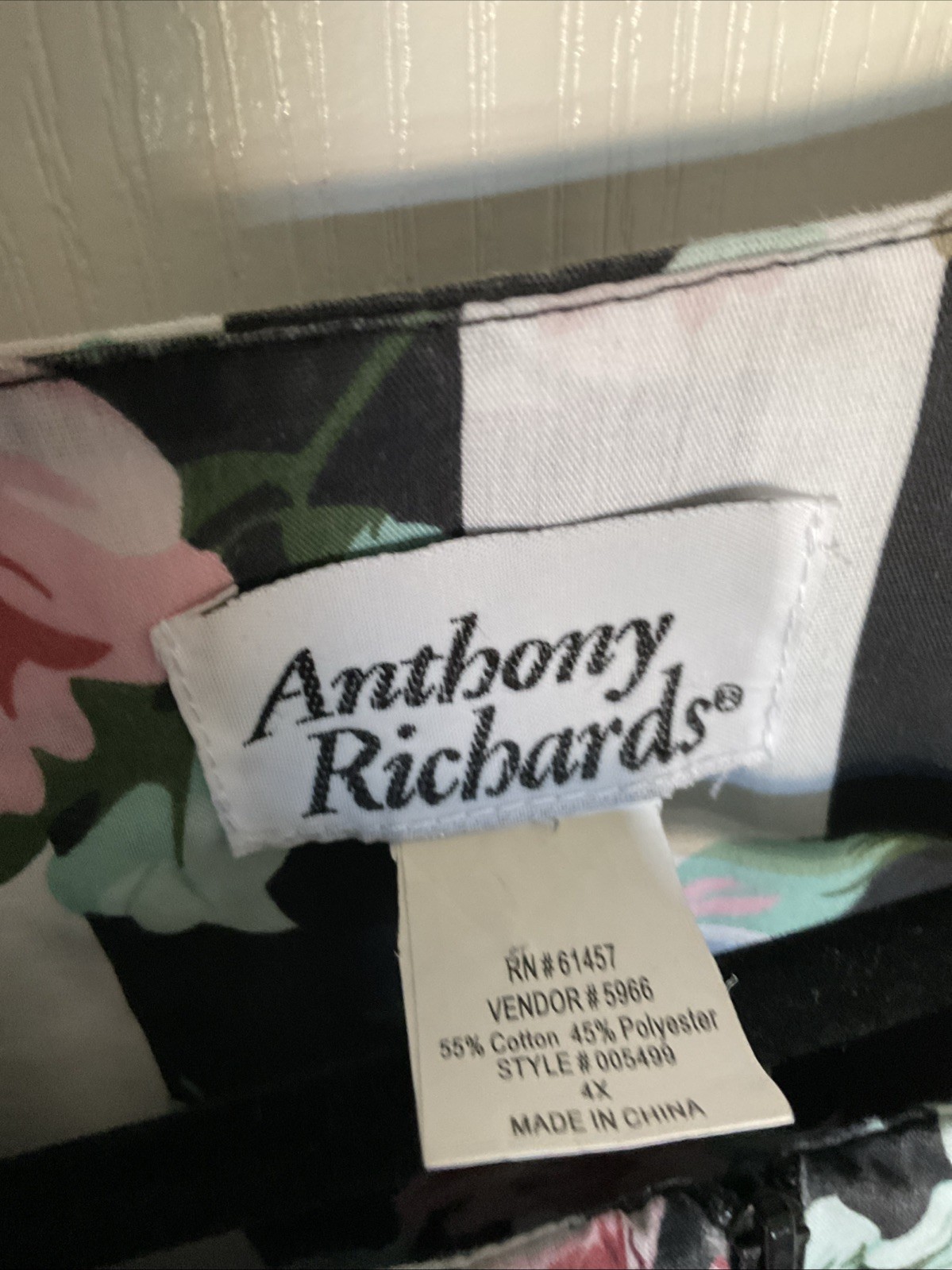 VTG Anthony Richards 1980s Black/Pink Roses Housedress Size 4X New