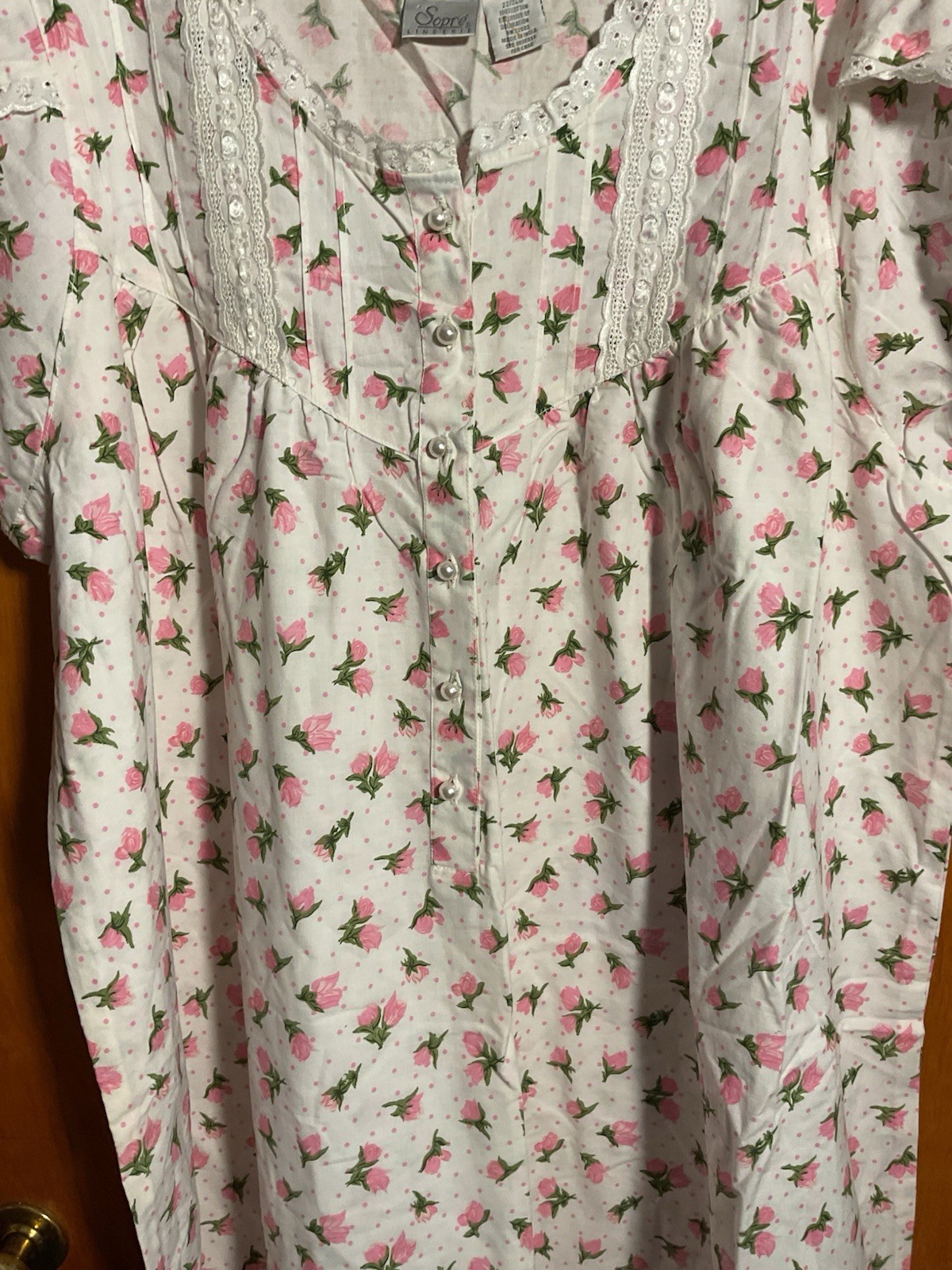 NOS’s Vtg SoreeHouse Dress /Duster Lounge Pink Floral Pearl Button Closure 22/24