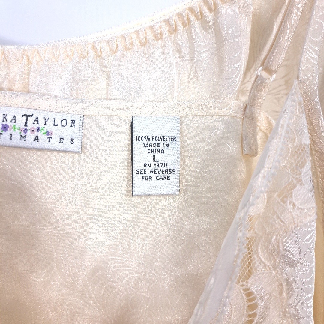 VTG Erika Taylor Intimates Cami Short Set Floral Satin Lace Buttons L Romance