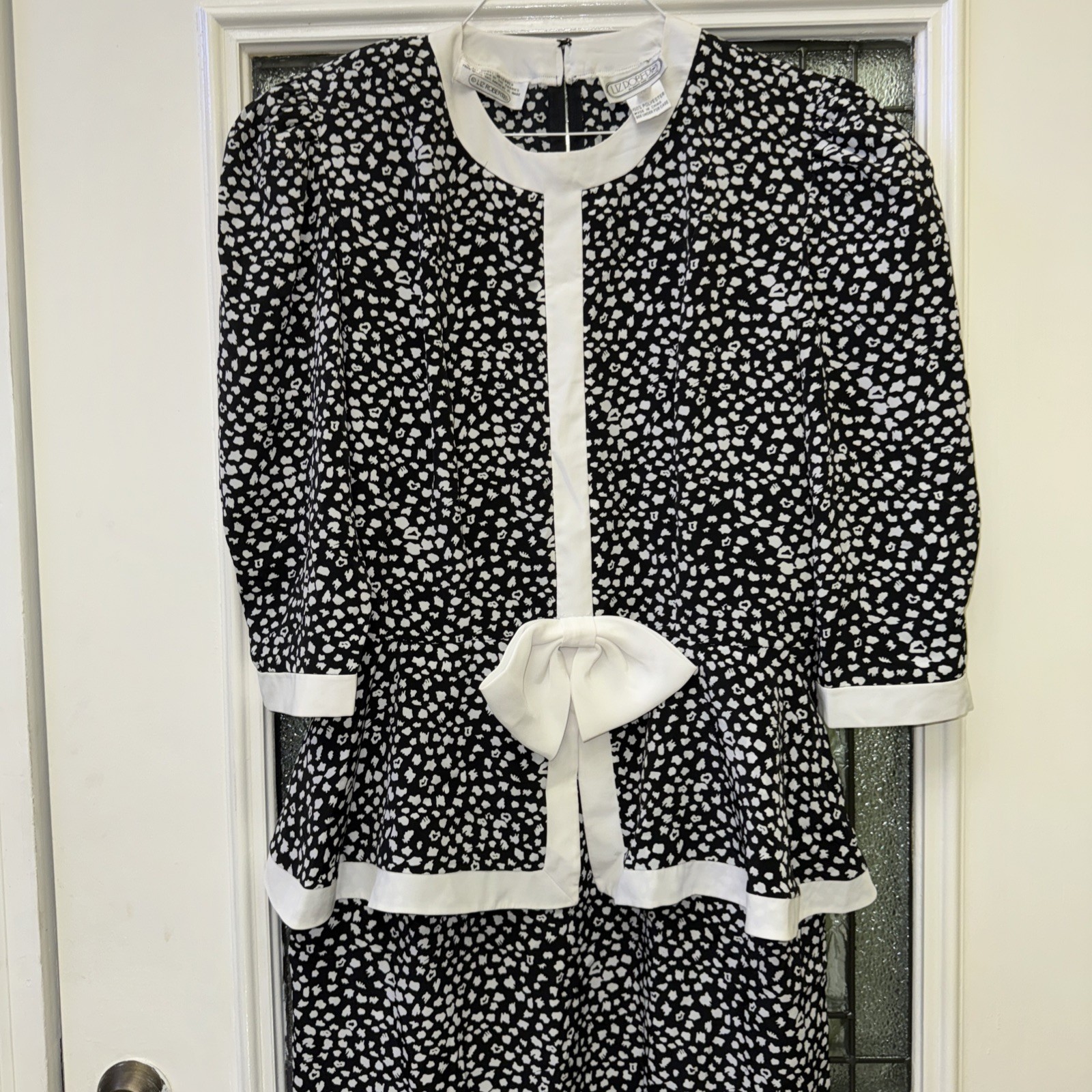 Black White Liz Roberts By Mary Ann Lamonte Vintage Dress Size 14