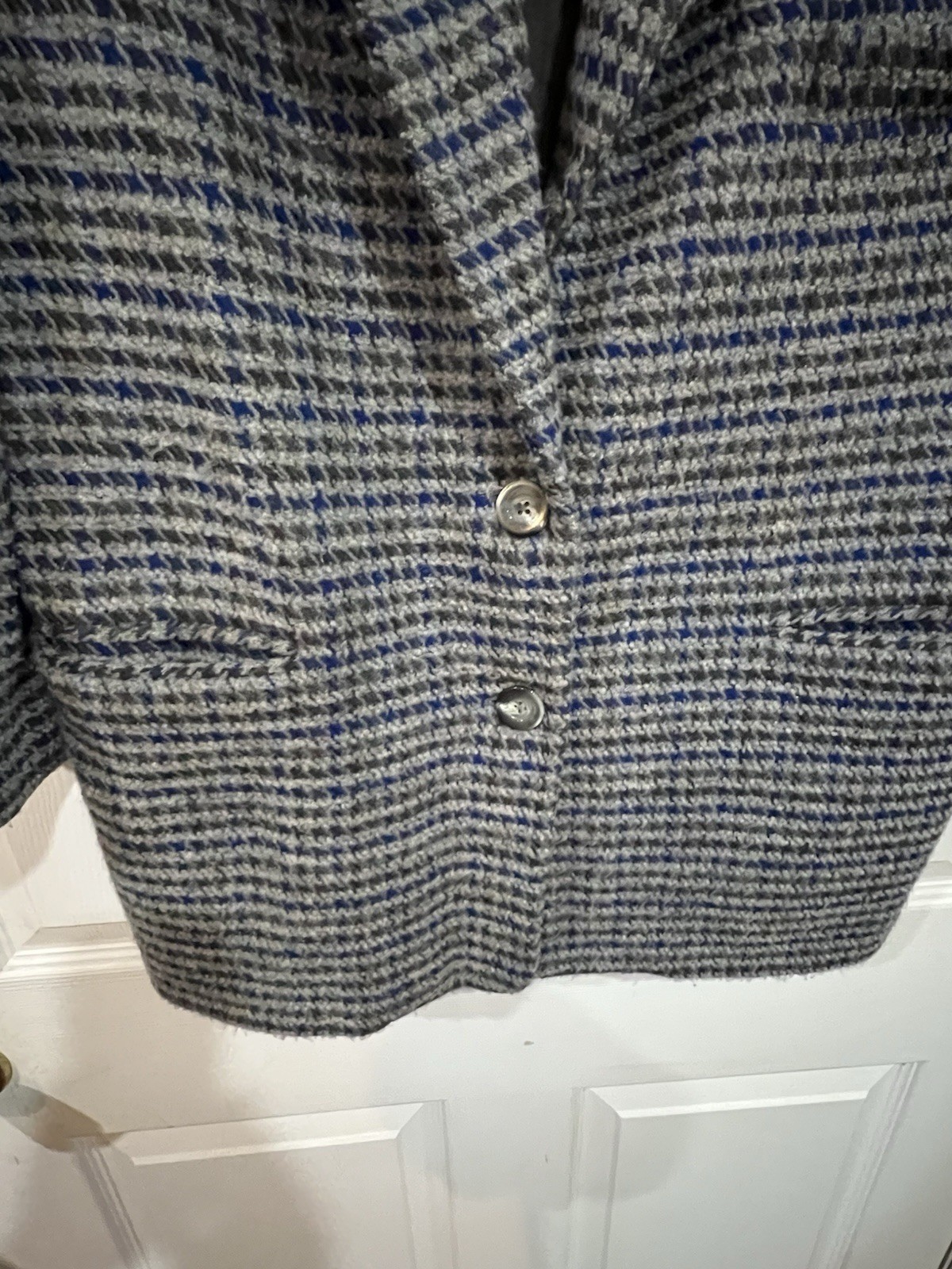 VTG Linda Allard Ellen Tracy Sz 8 Wool /Cashmere Houndstooth 2 Button Jacket EUC