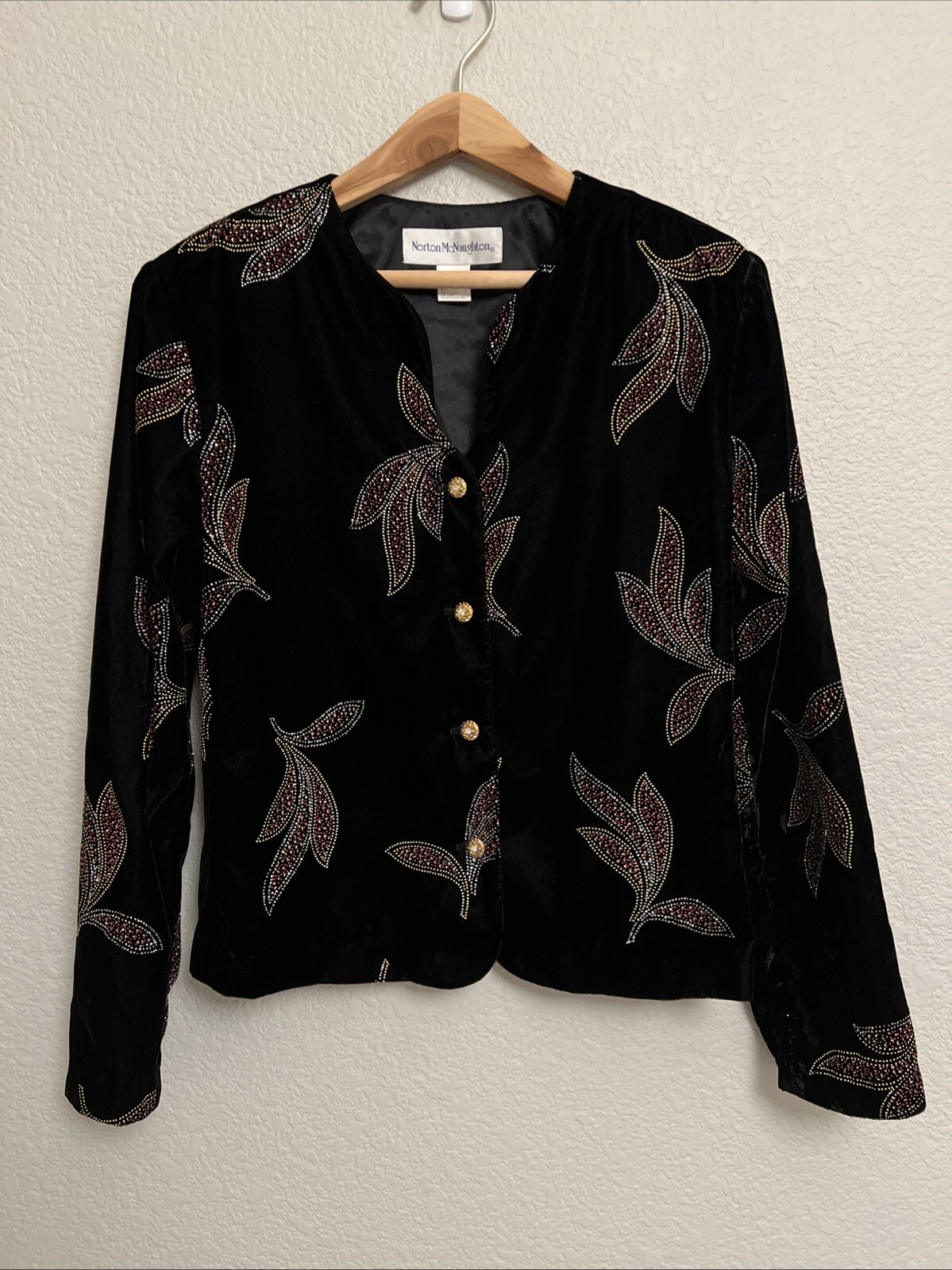 Vintage Norton Mcnaughton Velvet Blazer Jacket Top Whimsigoth Old Money Black 14
