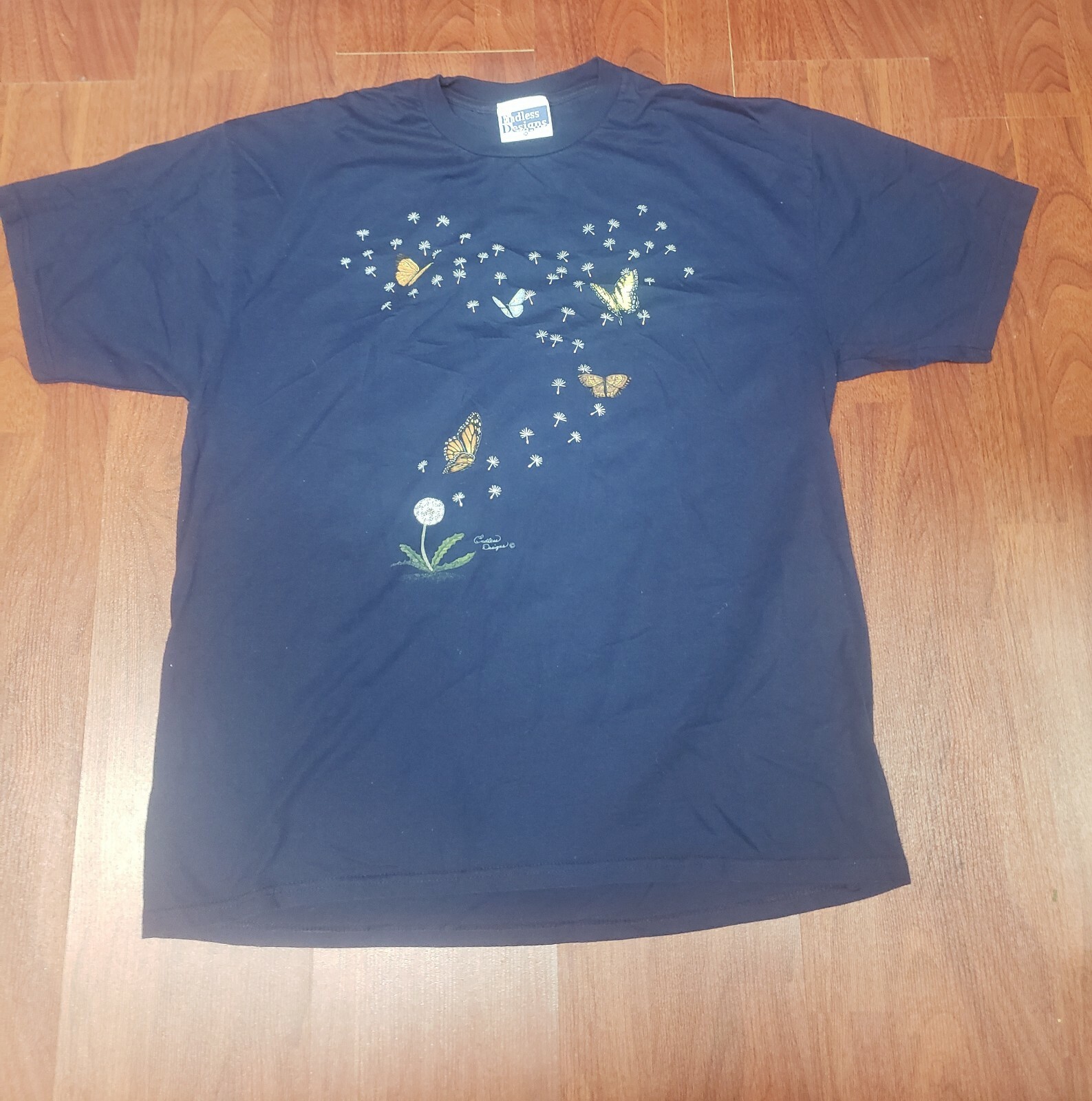 VTG 90s Endless Designs Butterflies T-shirt Size 1X Made in USA