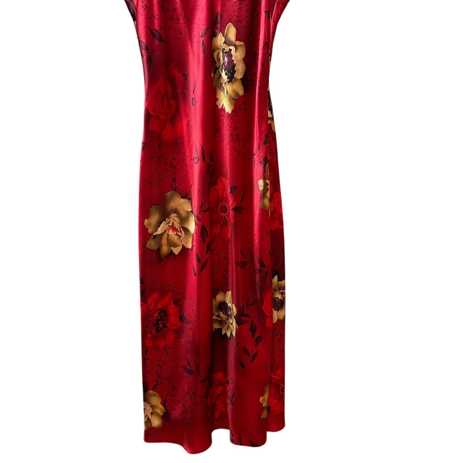 Vintage Inner Most Nightgown & Robe Red Floral Long Classic Romantic Feminine M