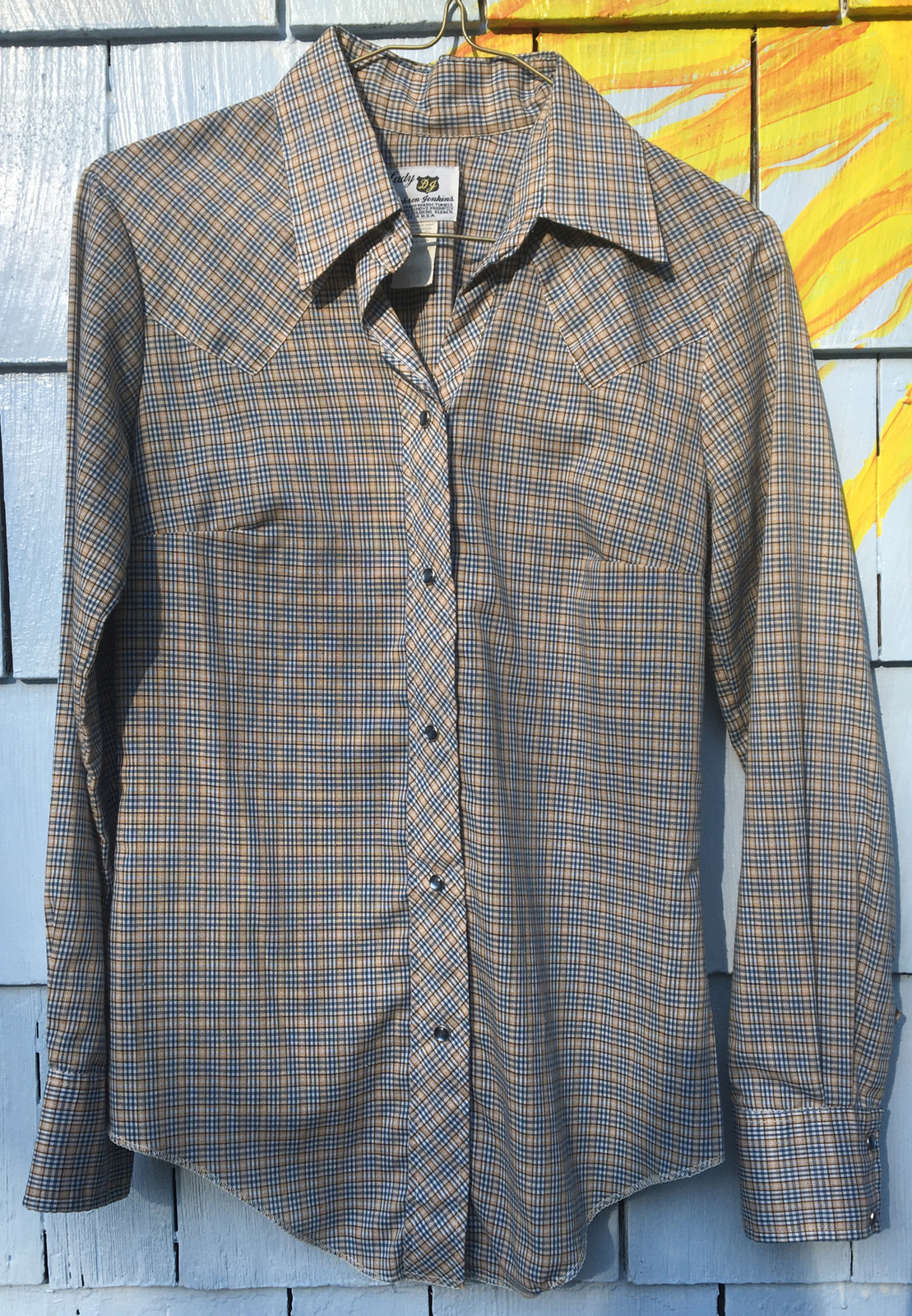 Vintage 70s Lady DJ Dickson Jenkins Pearl Snap Plaid Western Shirt Women Med 34”