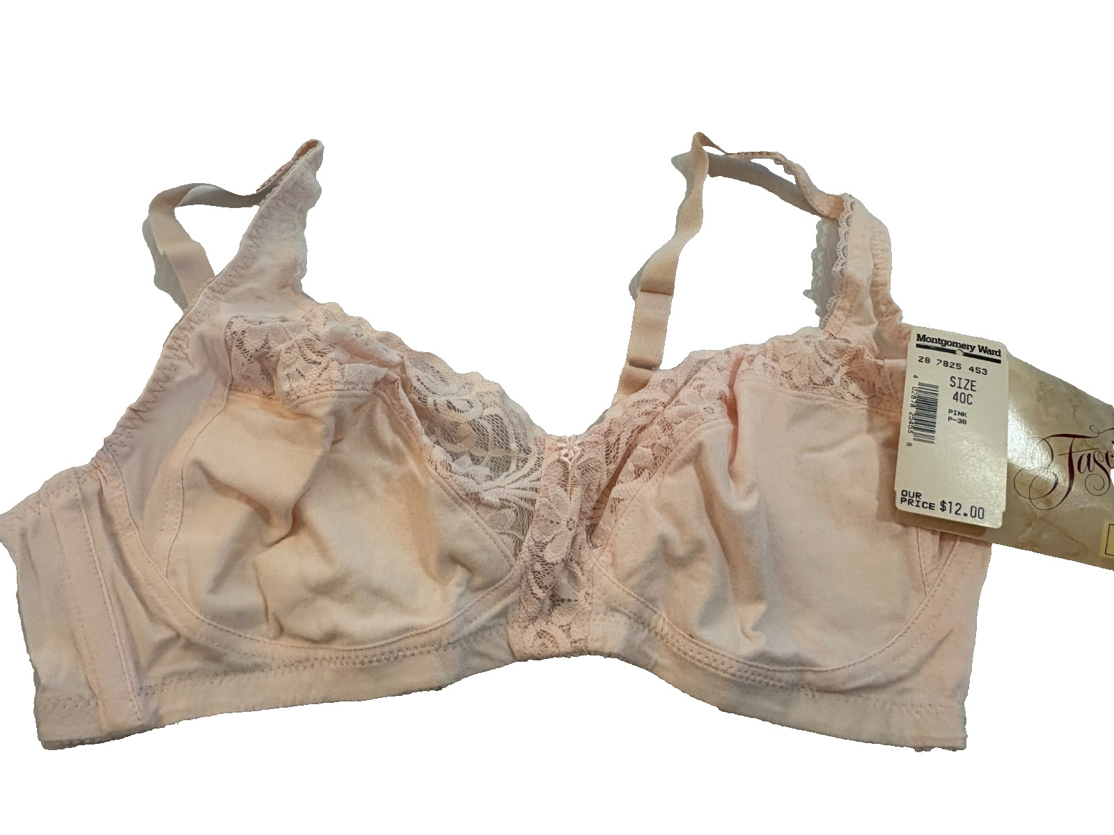 NWT NOS Fascination Bestform Pink Lace Bra 40C Montgomery Ward Bralette