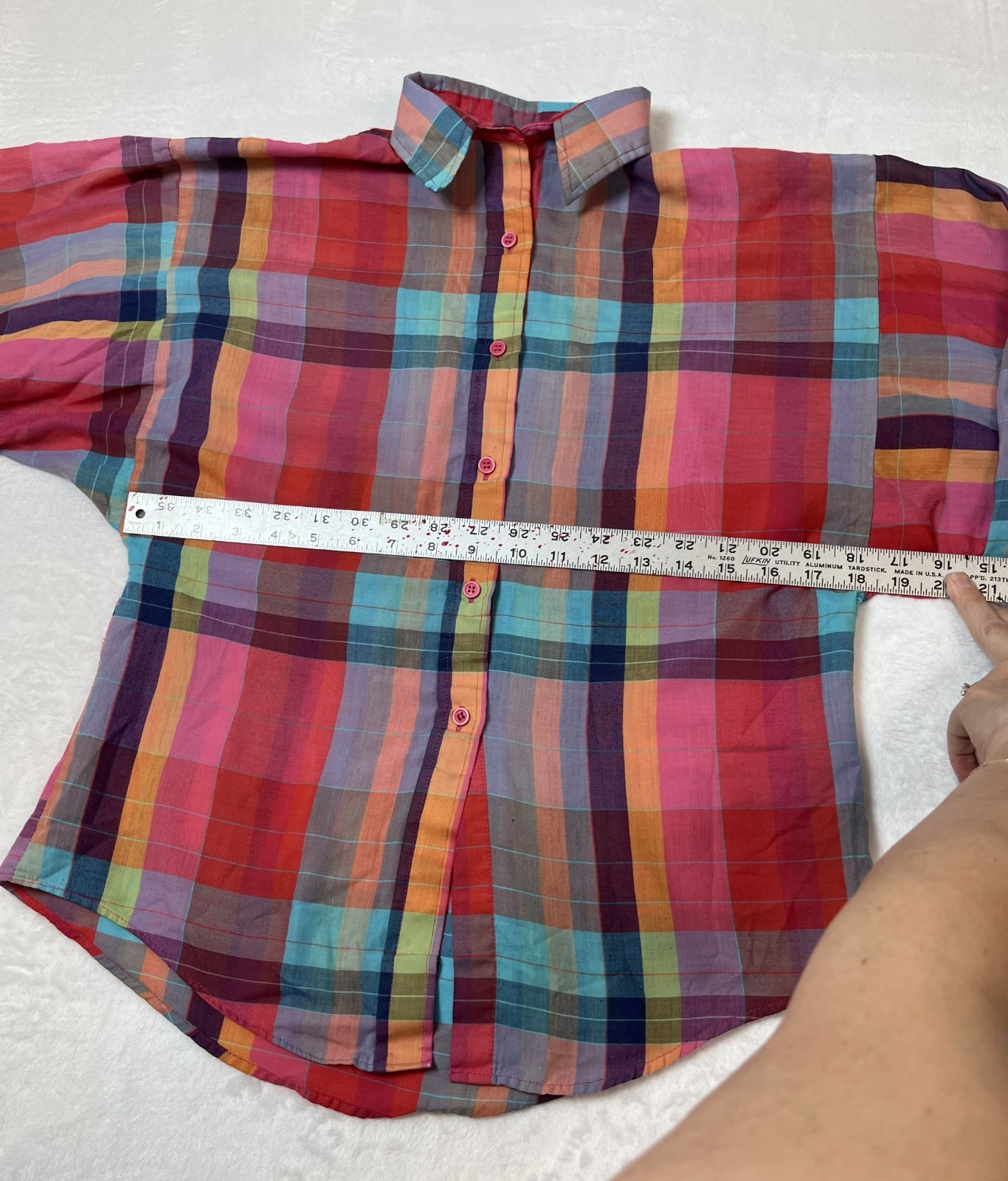 Vintage 80’s Dee Cee Rainbow PLAID Multicolor Button up shirt Medium