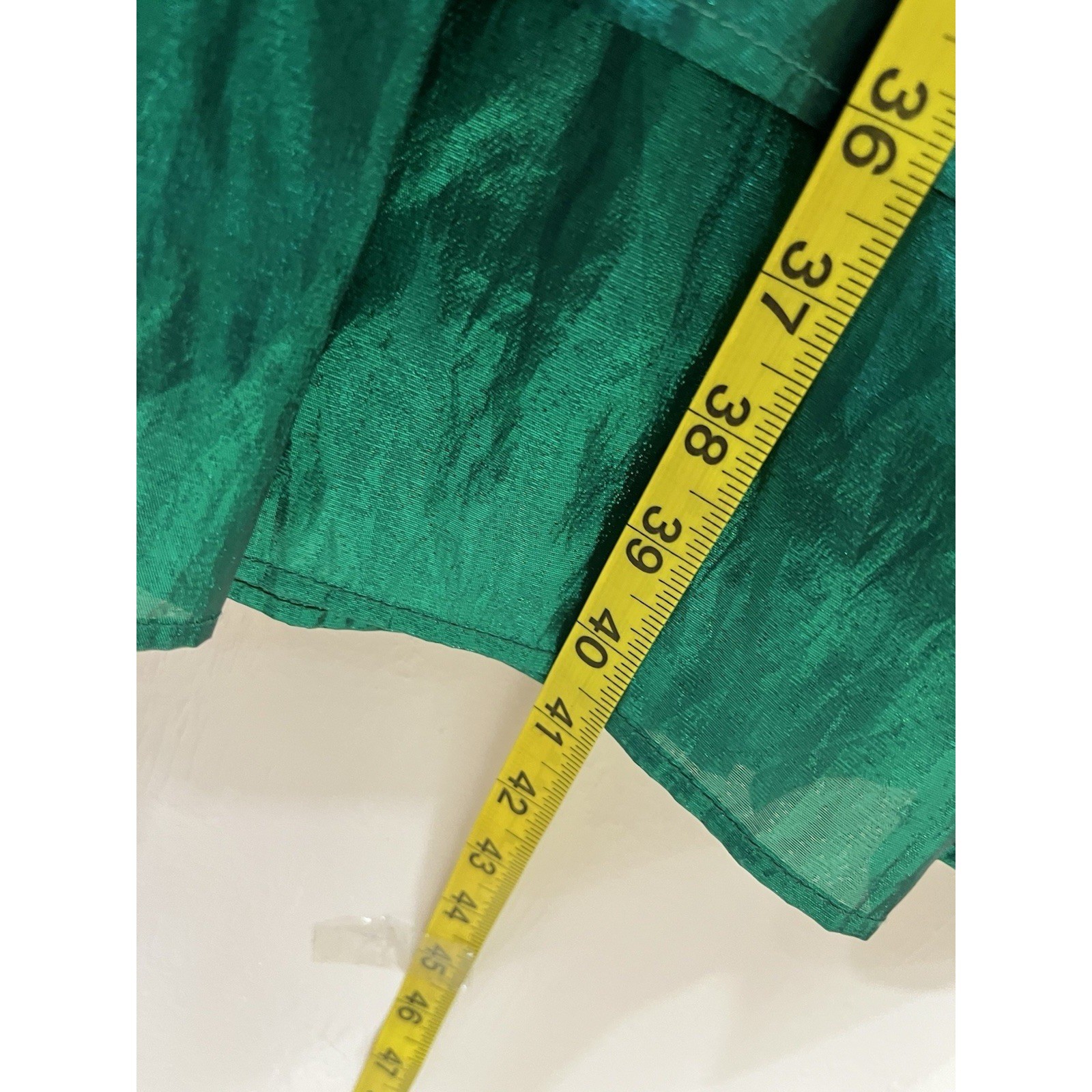 Tobael Vintage Dress Women Size 8 Green Good Velvet Metallic Puffed Sleeve 8464