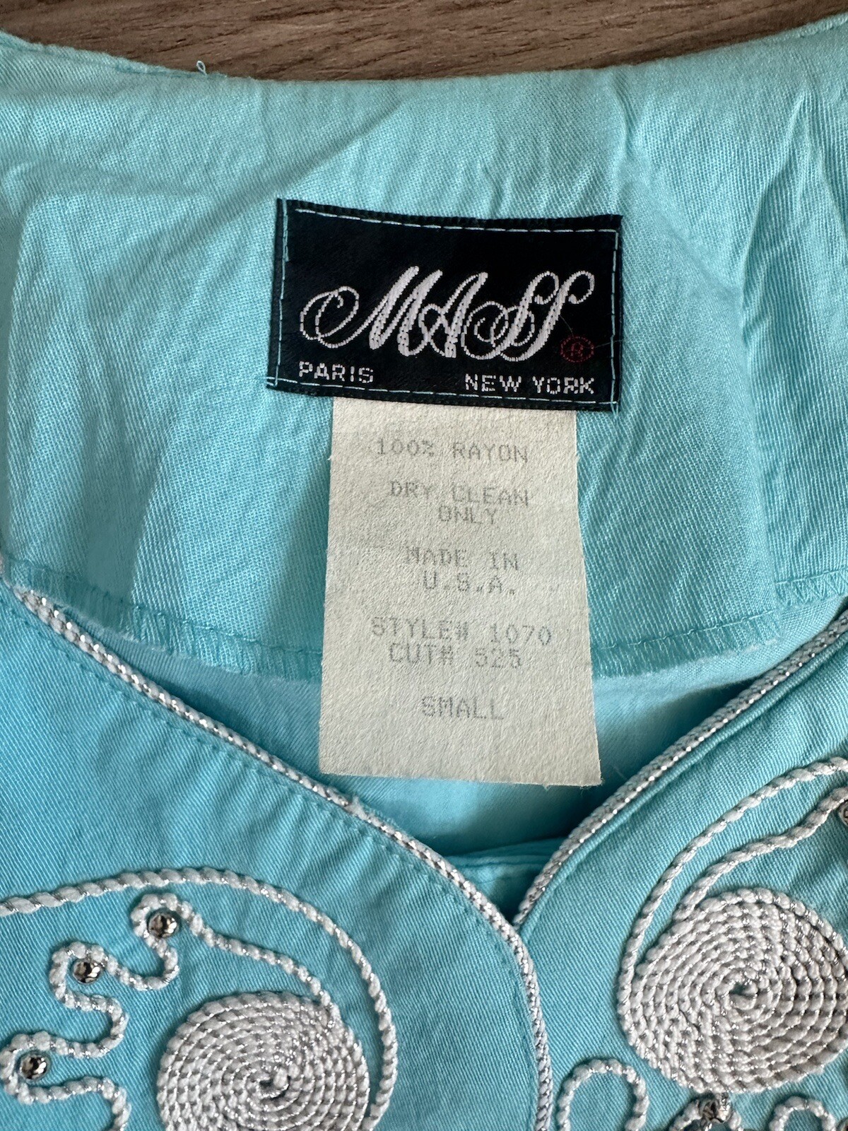 Vintage 80s 90s Teal One Piece Embroidered Tassel Fringe Jumpsuit Jacket Pants